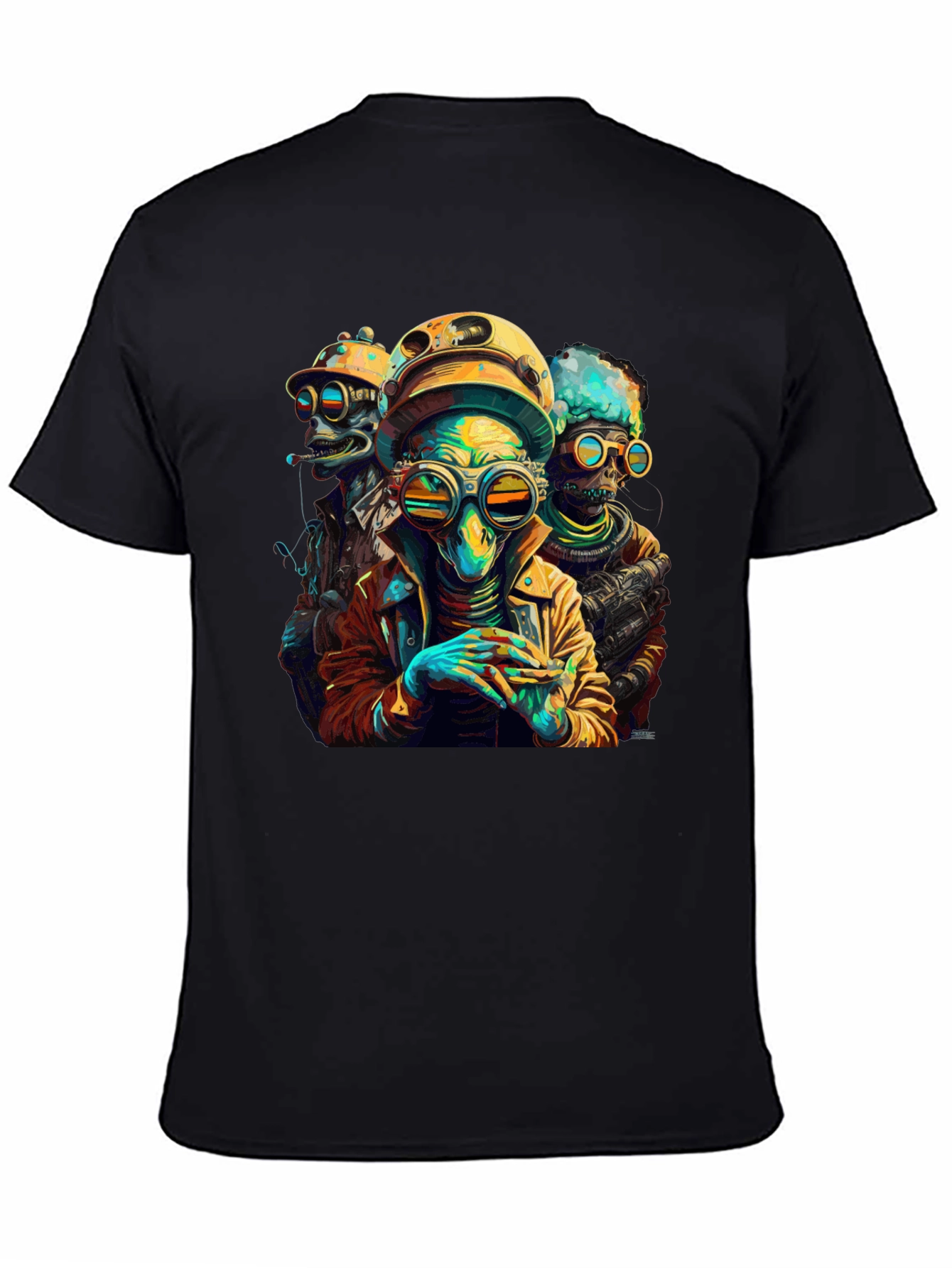 Black Retro Alien Crew Graphic T-Shirt view 4