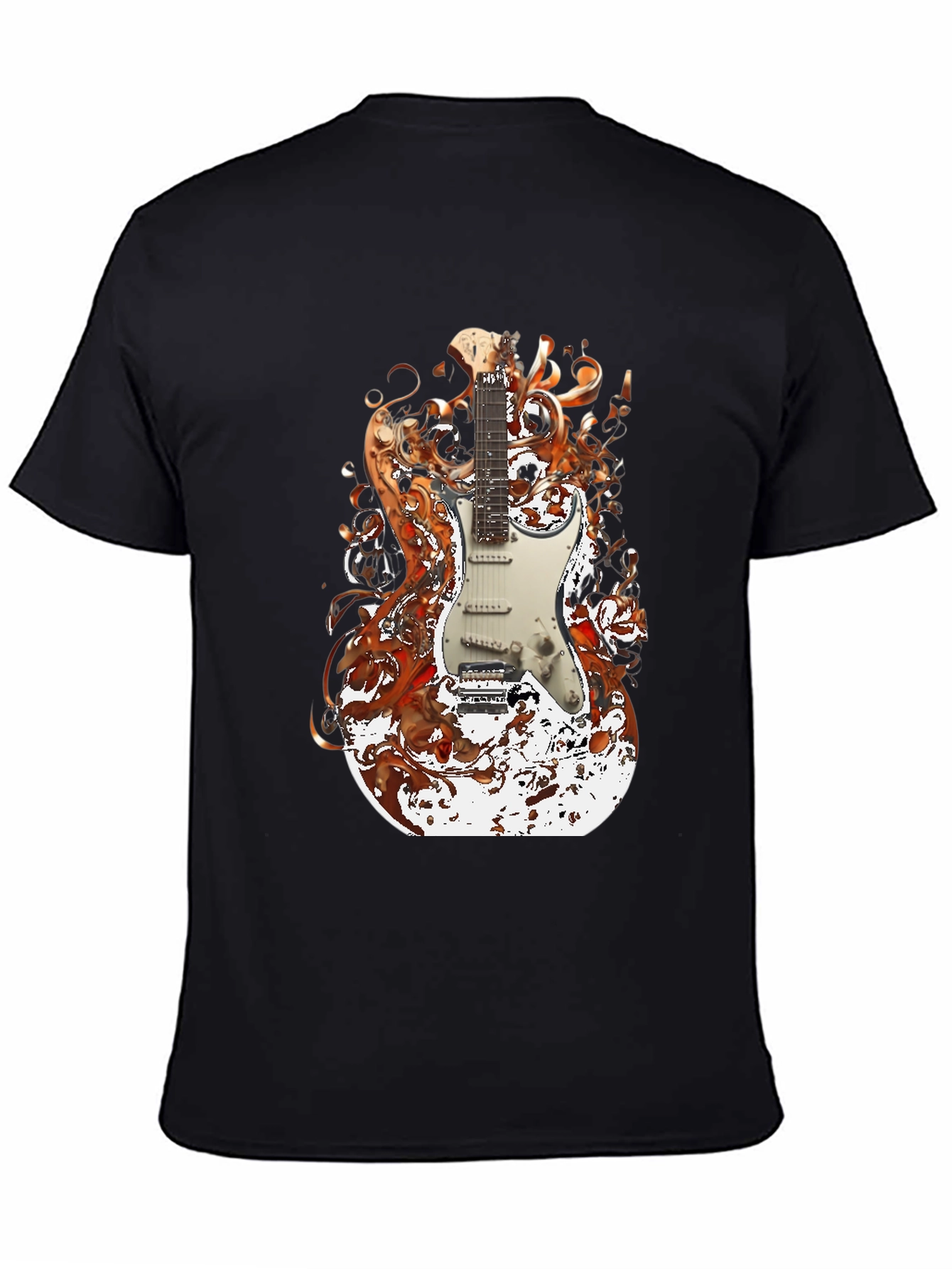 Black Electric Guitar Graphic Tee - Rocker Style view 4