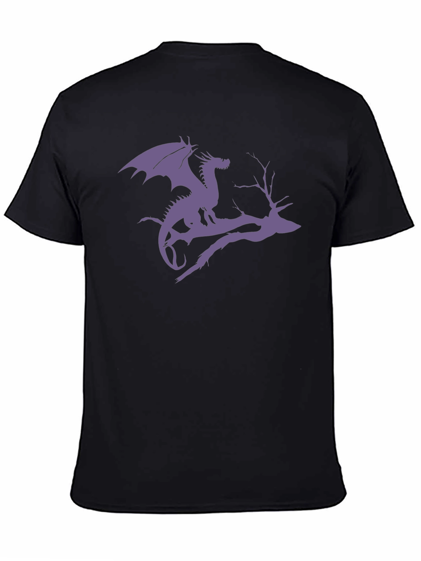 Black Dragon Silhouette Tee - Fantasy Black T-Shirt view 4
