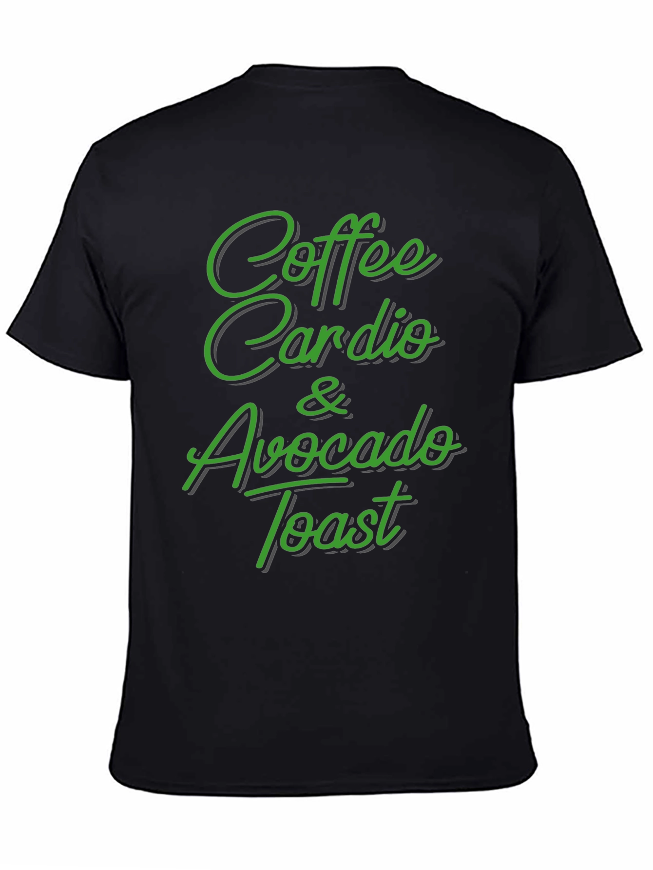 Black Coffee Cardio Avocado Toast Black T-Shirt view 4