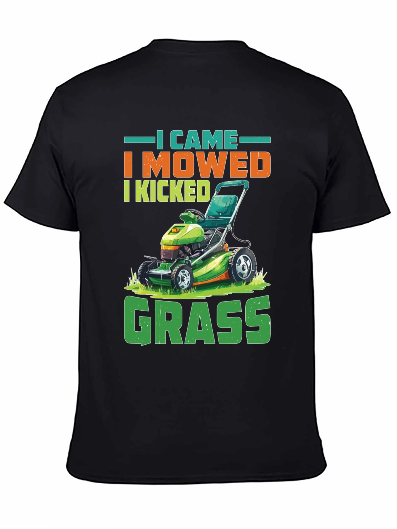 Black I Came I Mowed Funny Lawn Mowing T-Shirt view 4