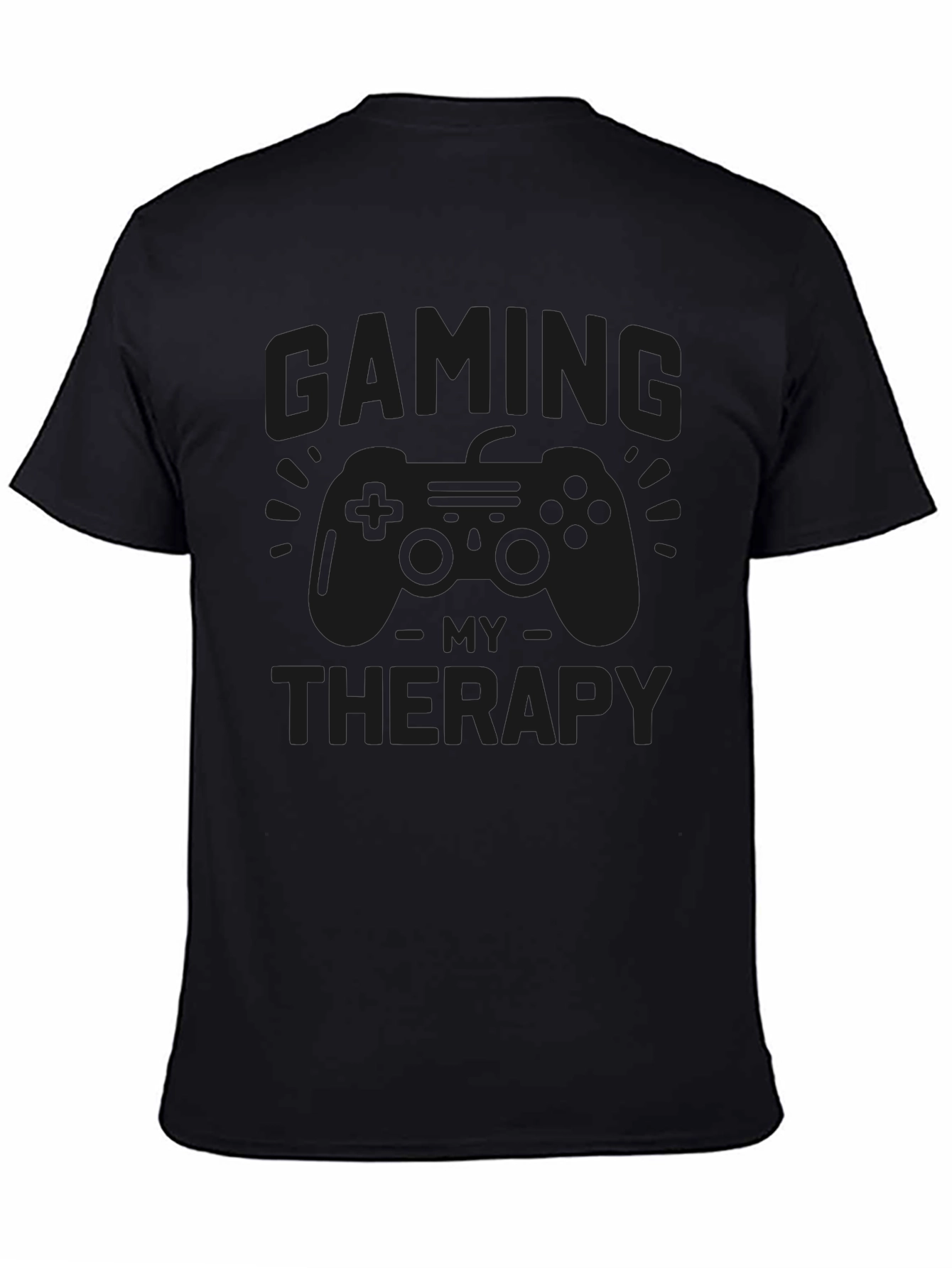 Black Gaming Therapy T-Shirt -  Black Graphic Tee view 4