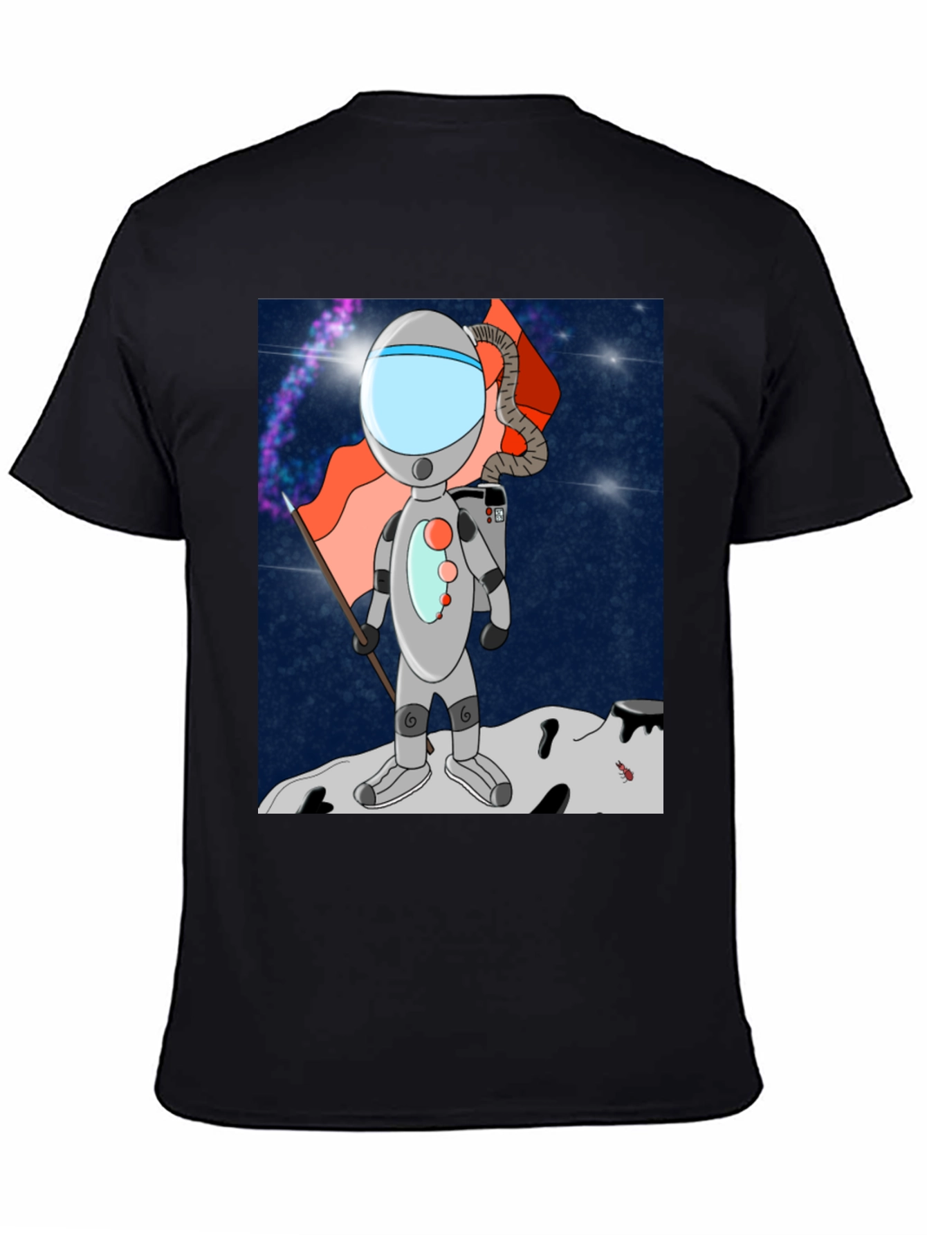 Black Astronaut Cartoon Graphic Tee view 4