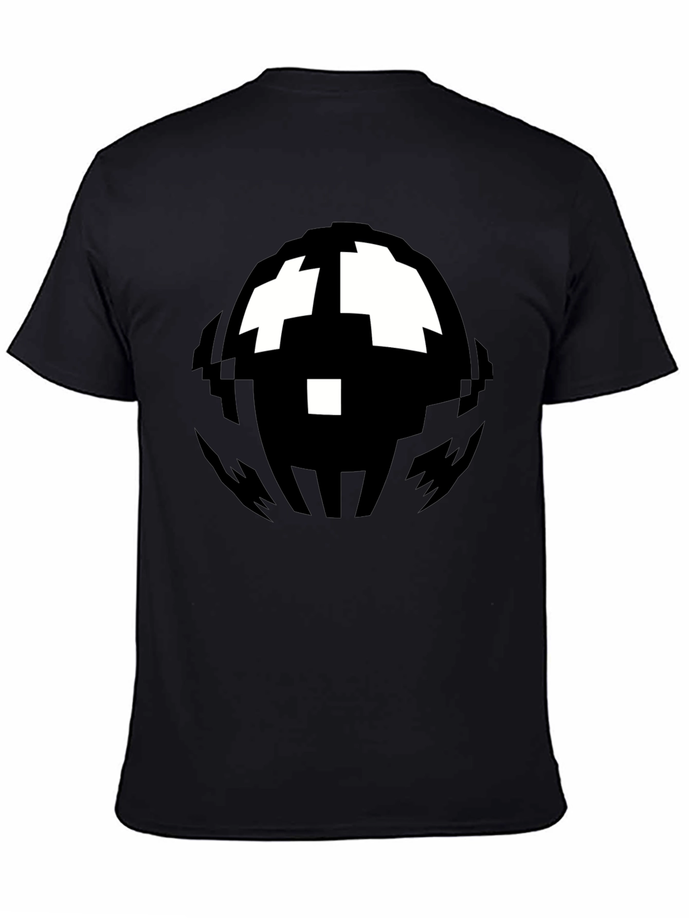 Black Pixelated Graphic T-Shirt - Black Crew Neck Tee view 4