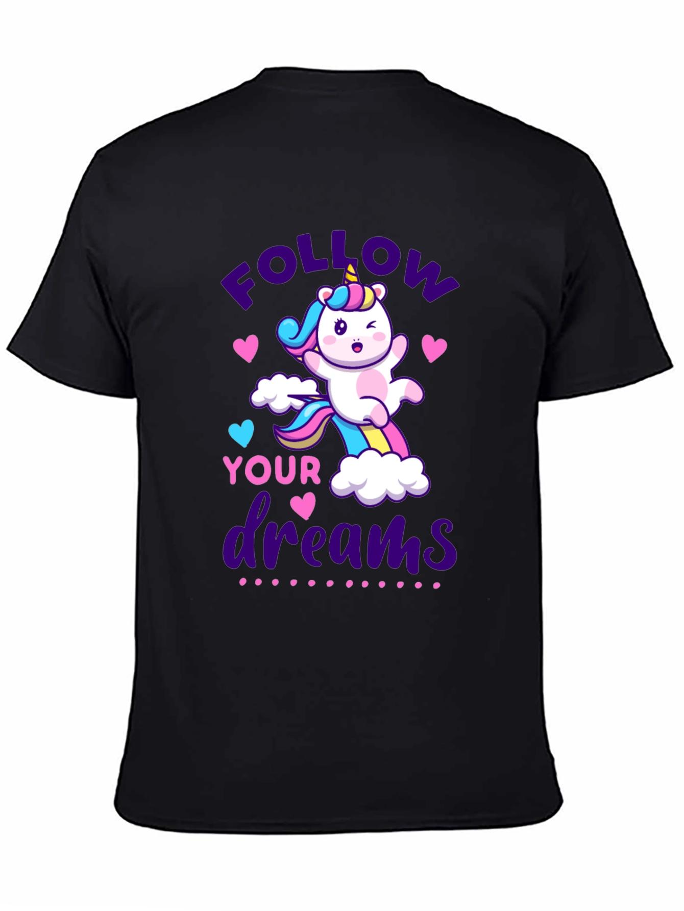 Black Follow Your Dreams Unicorn Graphic Tee view 4