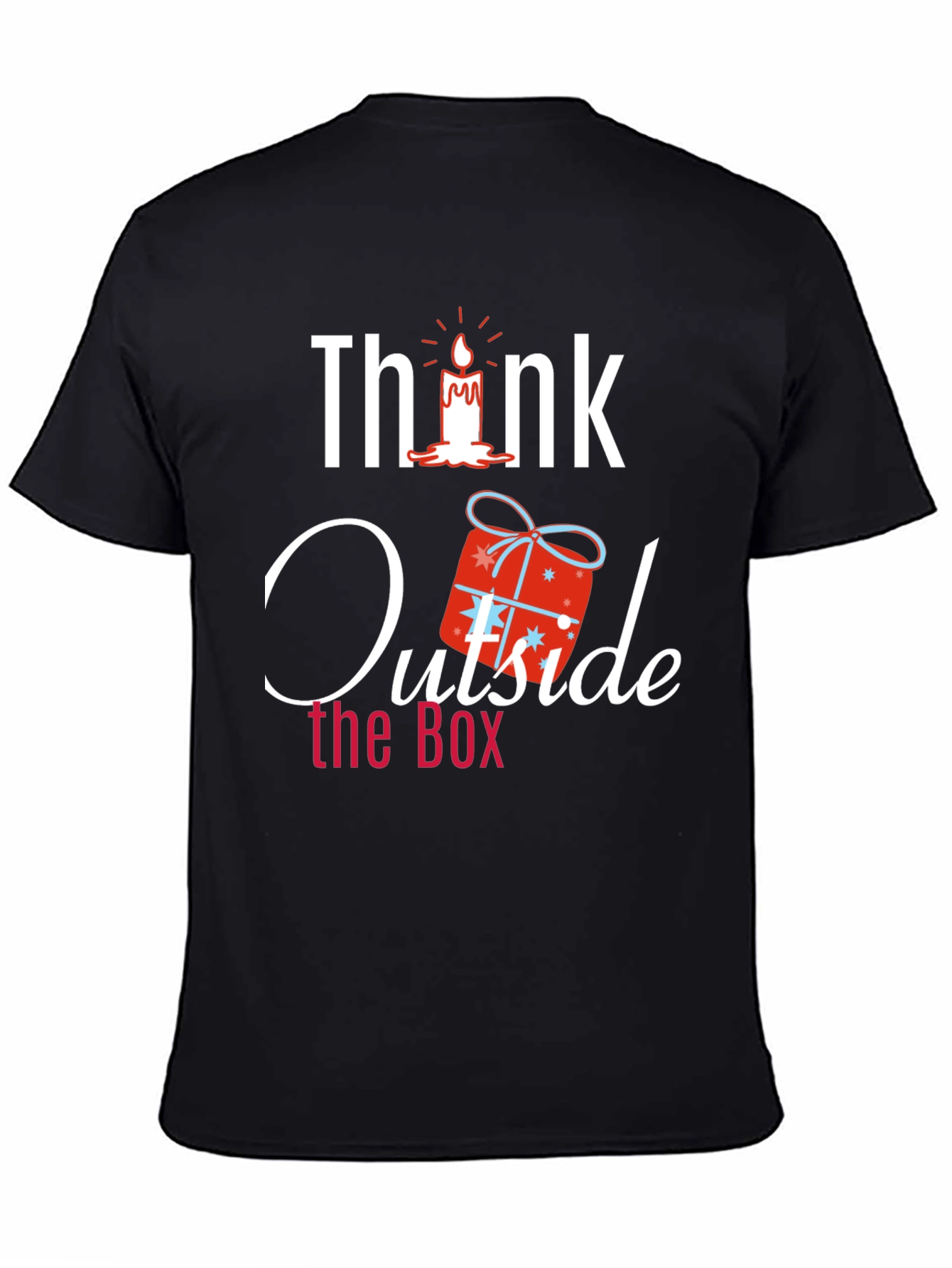 Black Think Outside the Box Novelty Graphic T-Shirt view 4