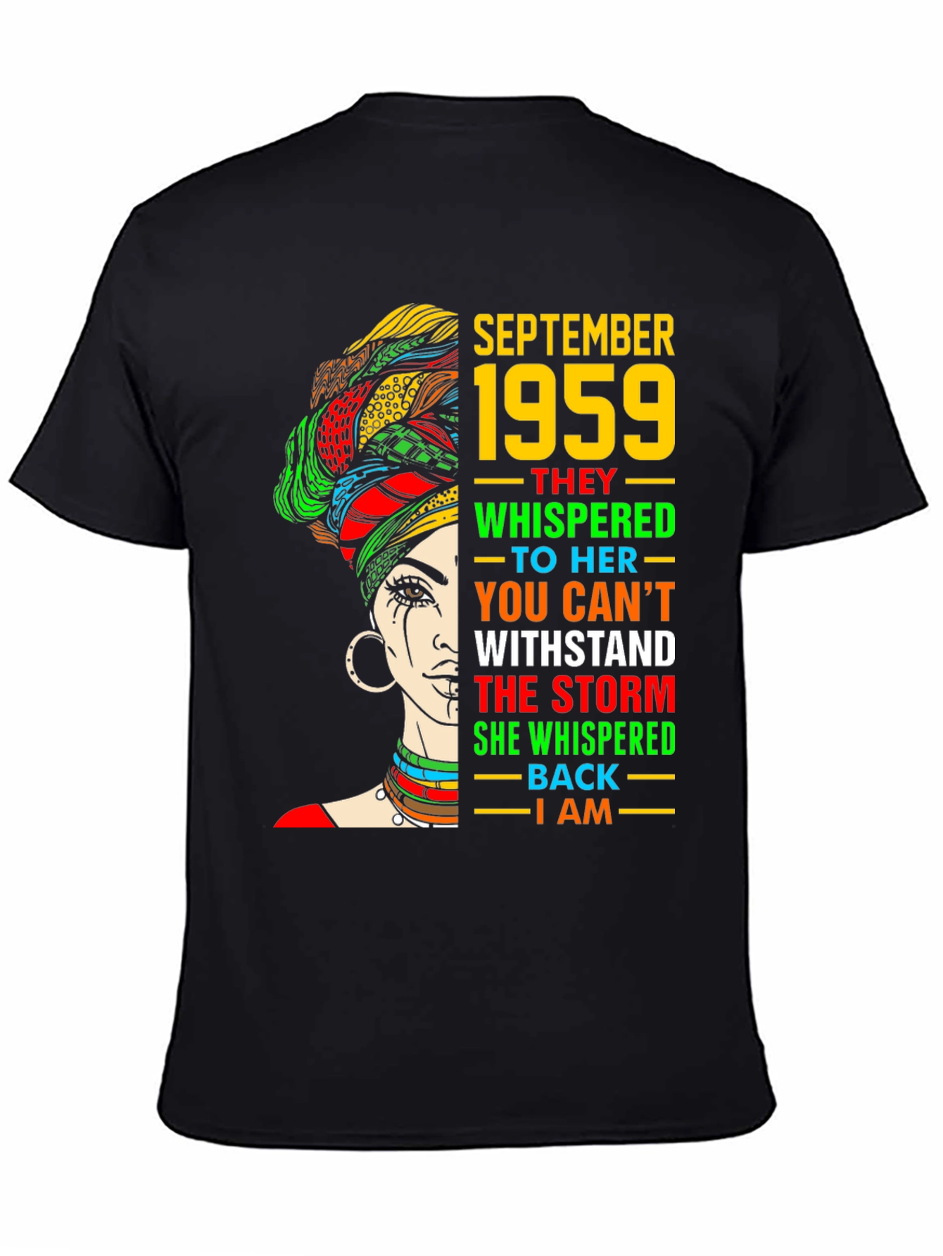 Black September 1959 Birthday T-Shirt view 4