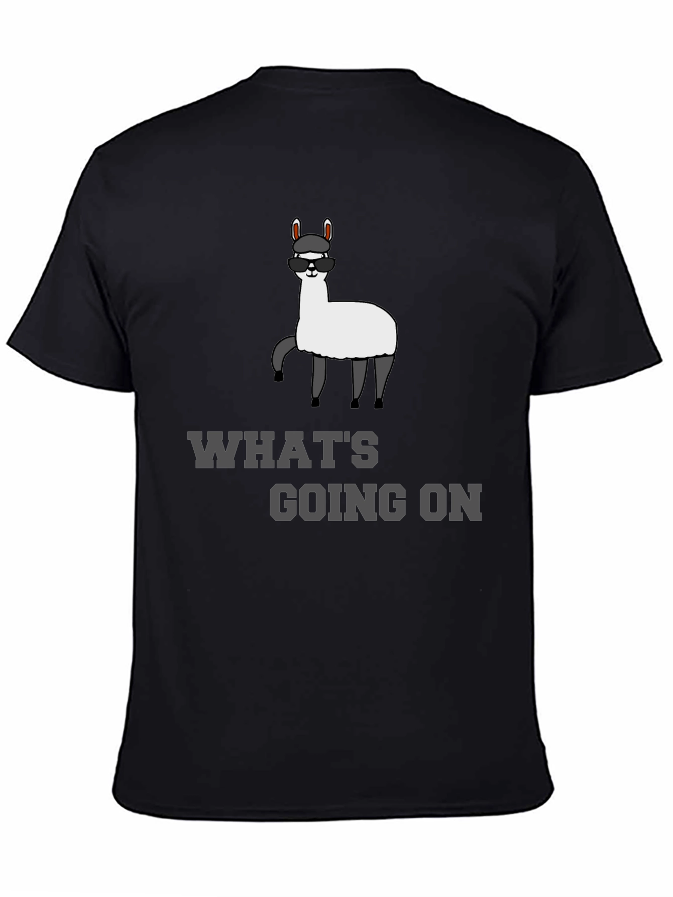 Black Cool Llama T-Shirt - "What's Going On?" Funny Tee view 4