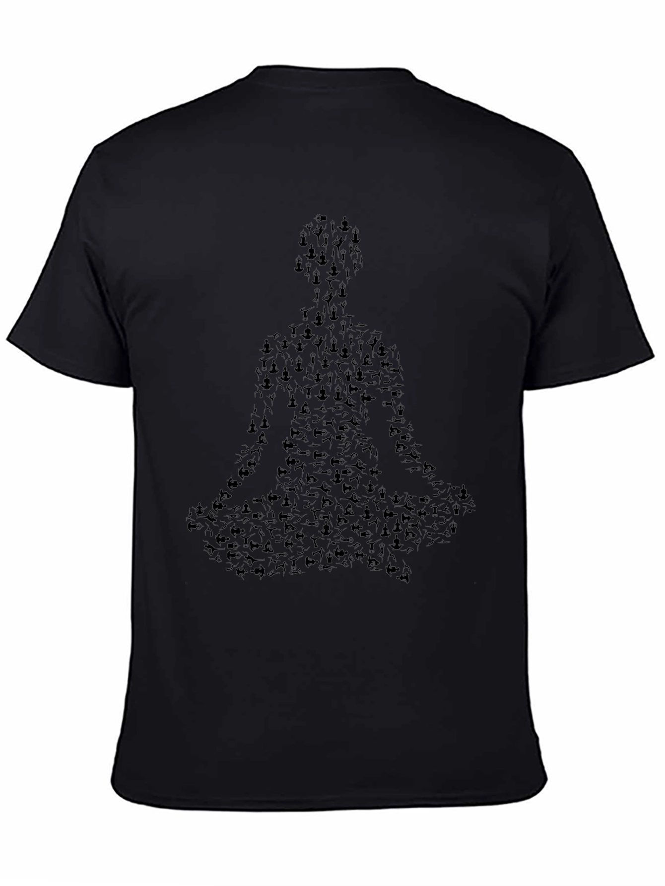 Black Yoga Pose Silhouette Graphic T-Shirt - Black view 4