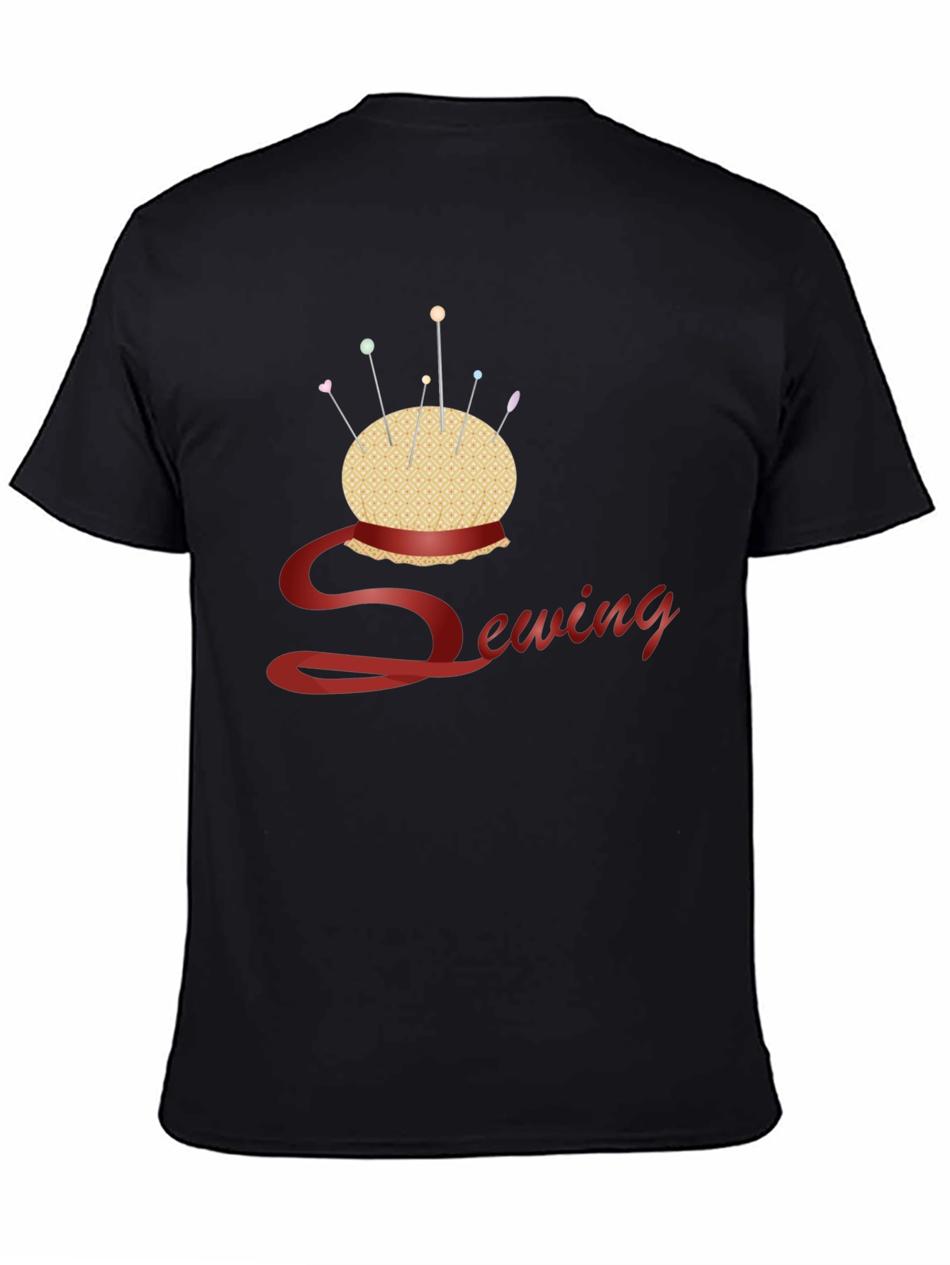 Black Sewing Themed Black T-Shirt view 4