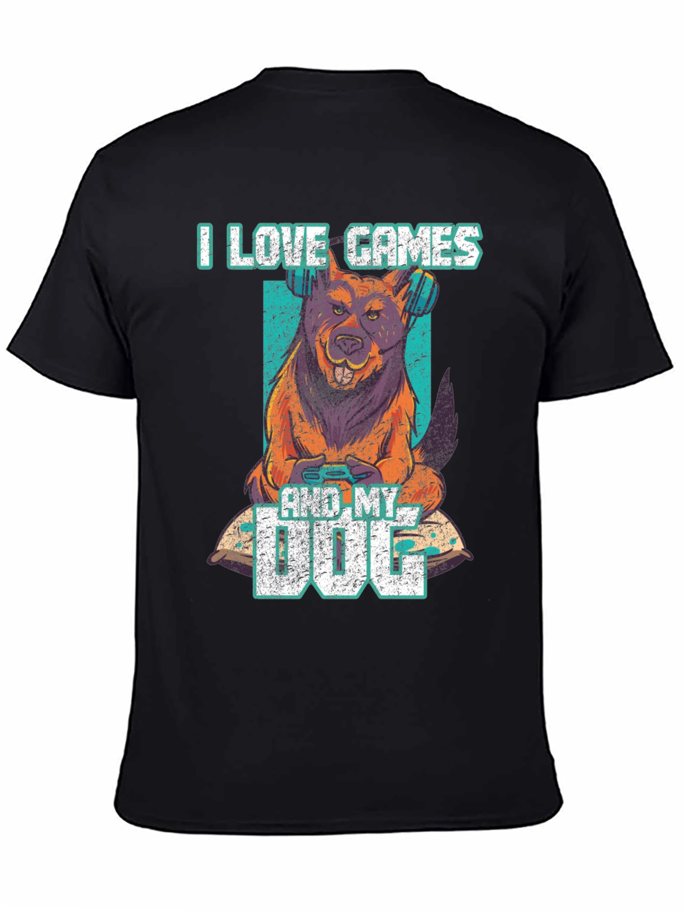 Black I Love Games & My Dog Graphic T-Shirt view 4