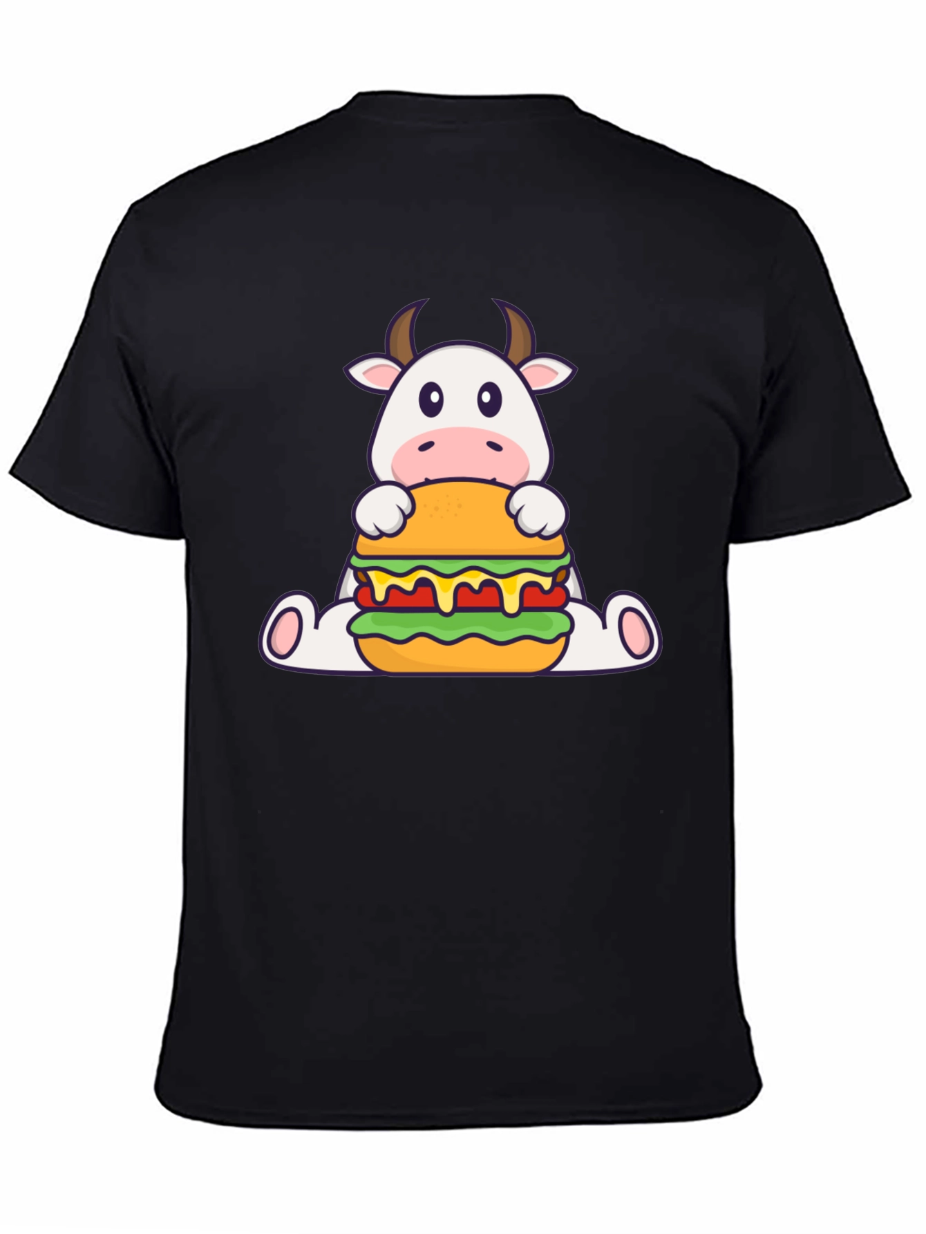 Black Cow Burger Graphic Tee - Black Casual T-Shirt view 4