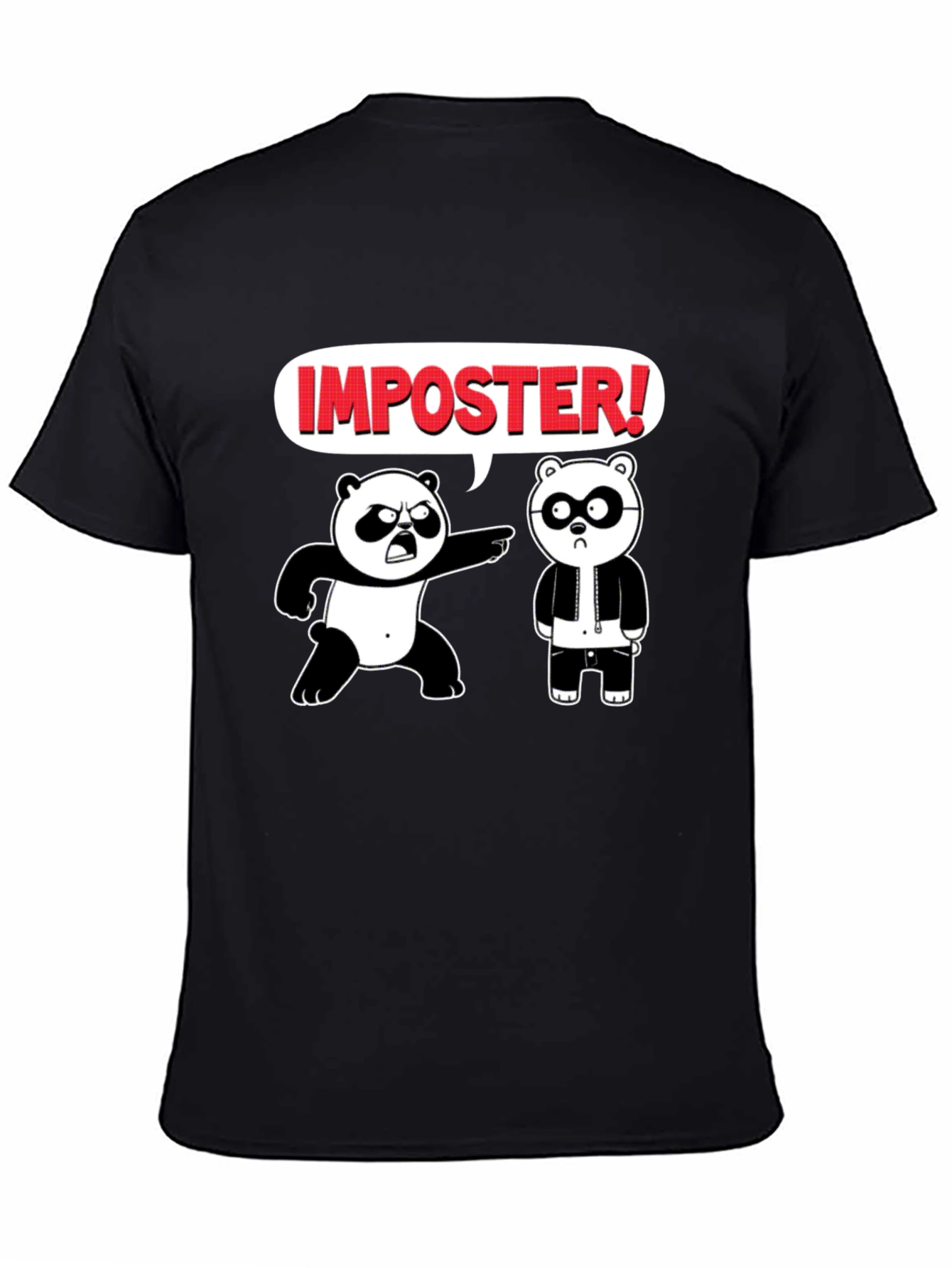 Black Imposter Panda Graphic T-Shirt - Black Cotton Tee view 4
