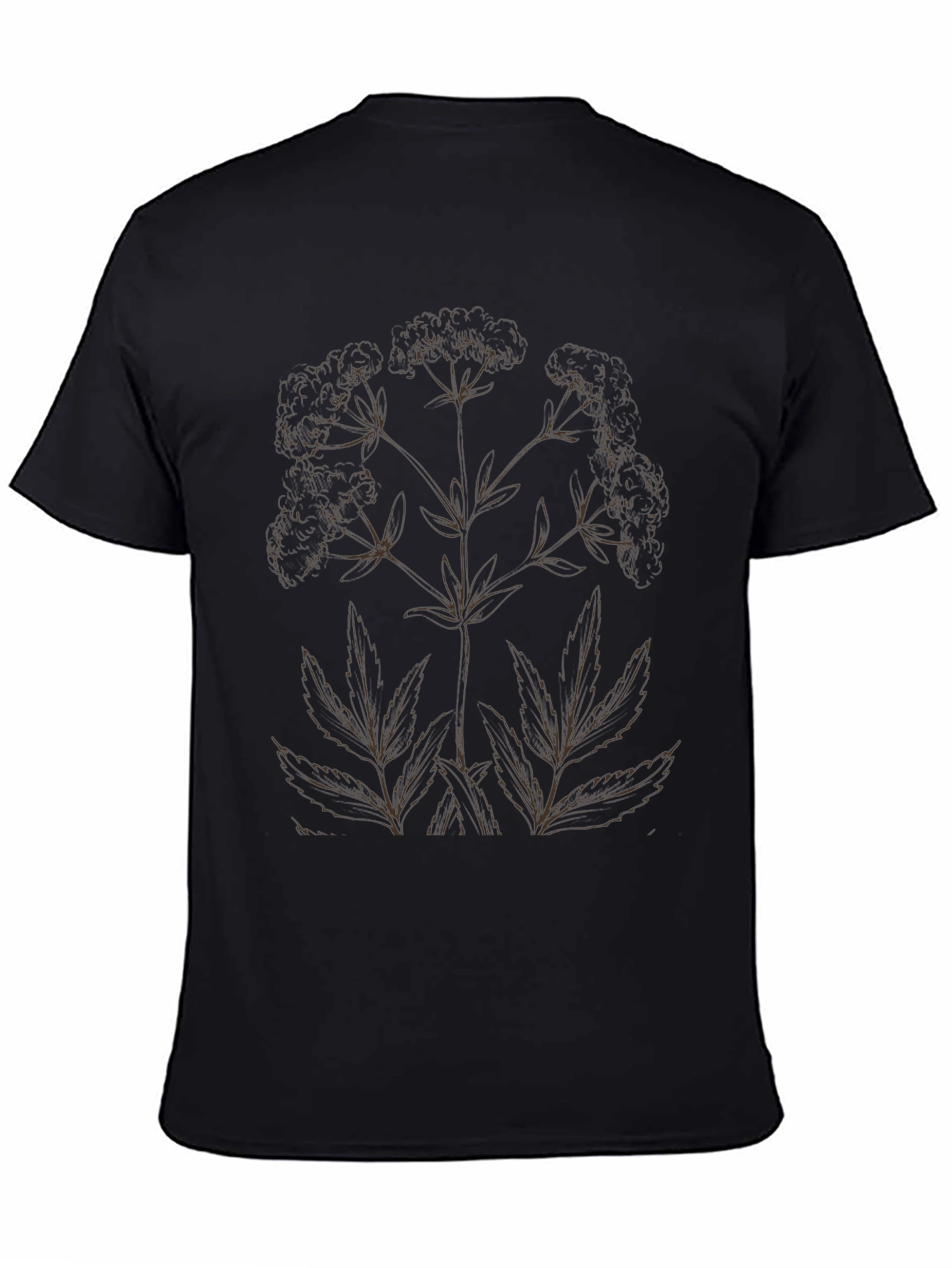 Black Botanical Print Black T-Shirt view 4