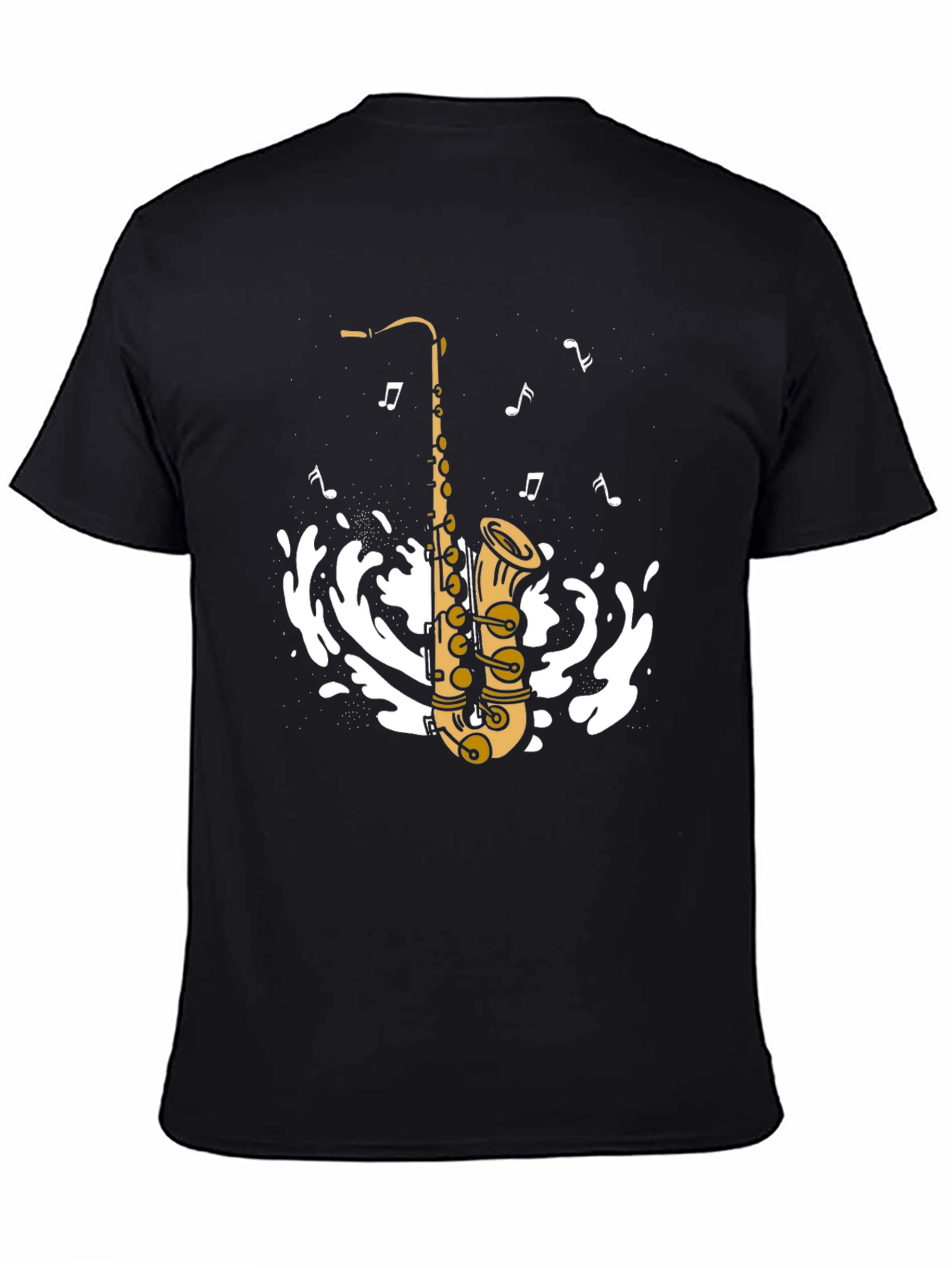 Black Saxophone Music T-Shirt - Stylish Cotton Tee for Music Lovers view 4