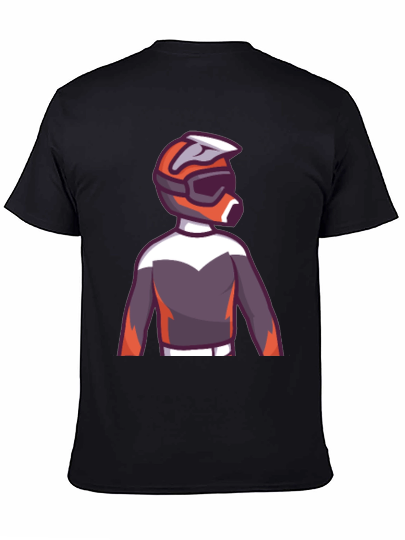Black Cartoon Motocross Rider Graphic Tee - Black view 4