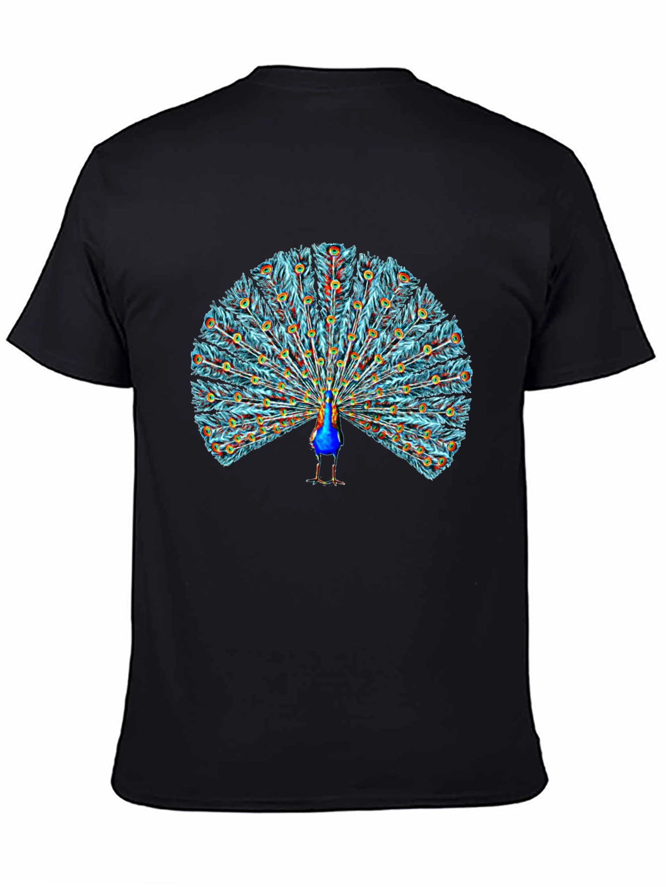 Black Peacock Graphic T-Shirt - Stylish Bird Design - 4