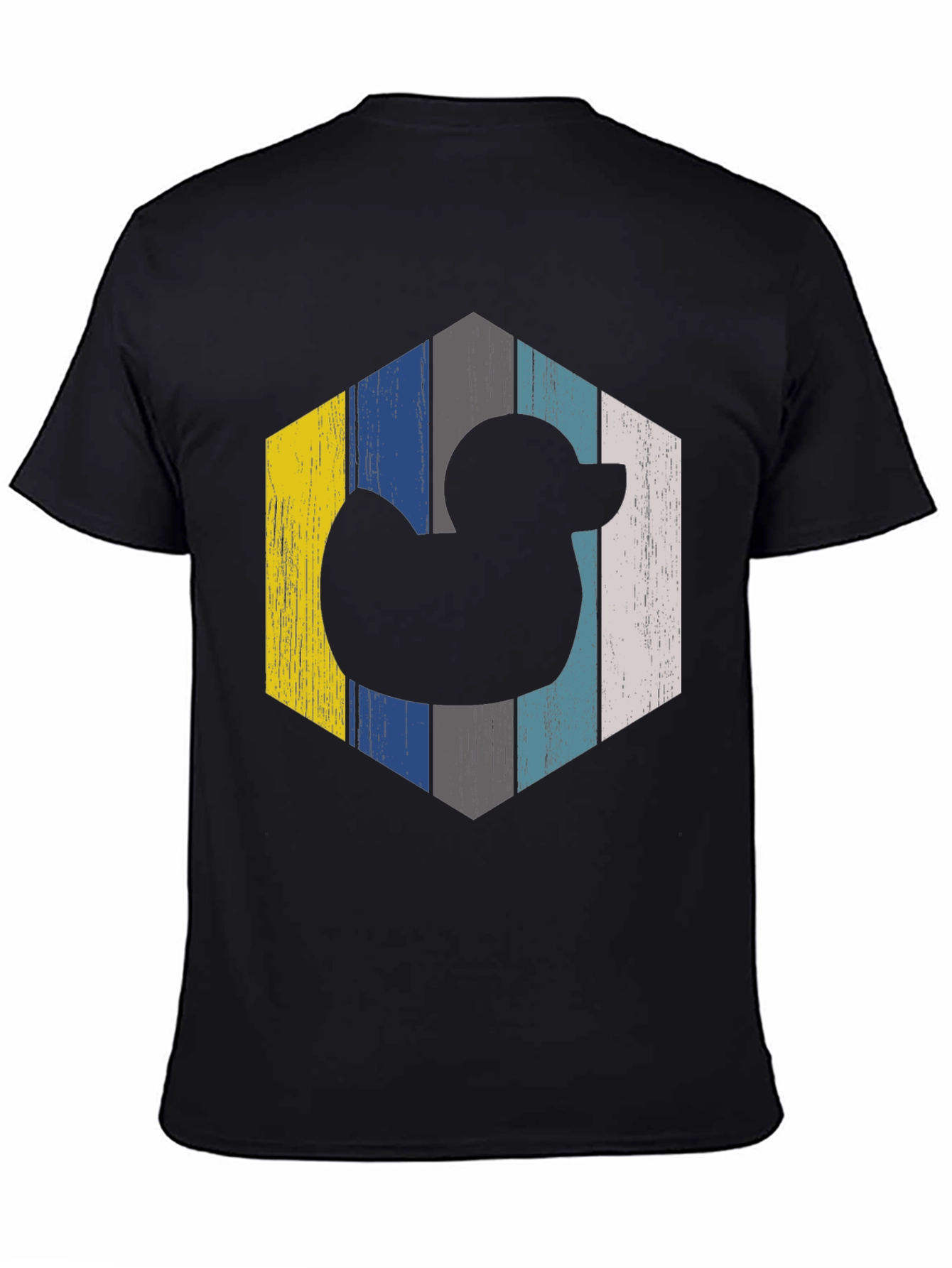 Black Retro Duck Hexagon T-Shirt view 4