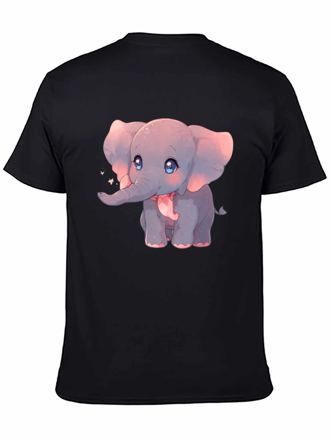 Black Cute Elephant Graphic Black T-Shirt view 4