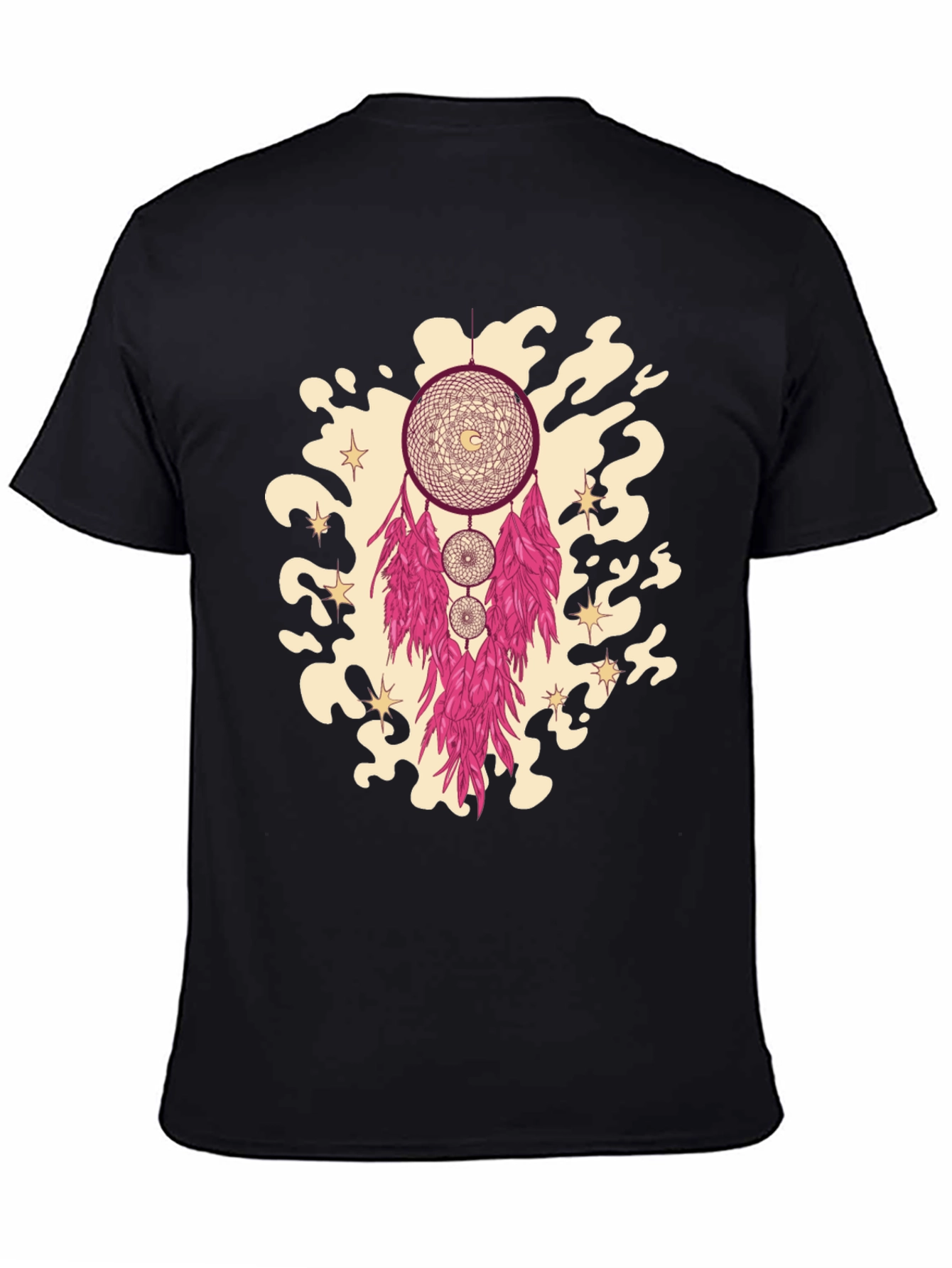 Black Dreamcatcher Graphic Tee - Stylish Black Cotton T-Shirt view 4