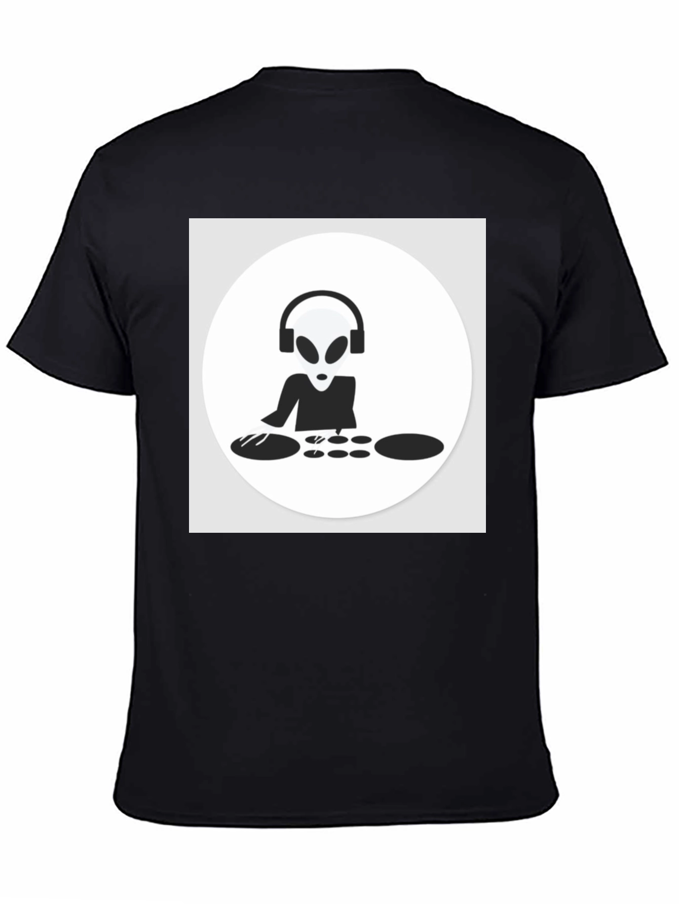 Black DJ Alien T-Shirt - Black Cotton Graphic Tee view 4