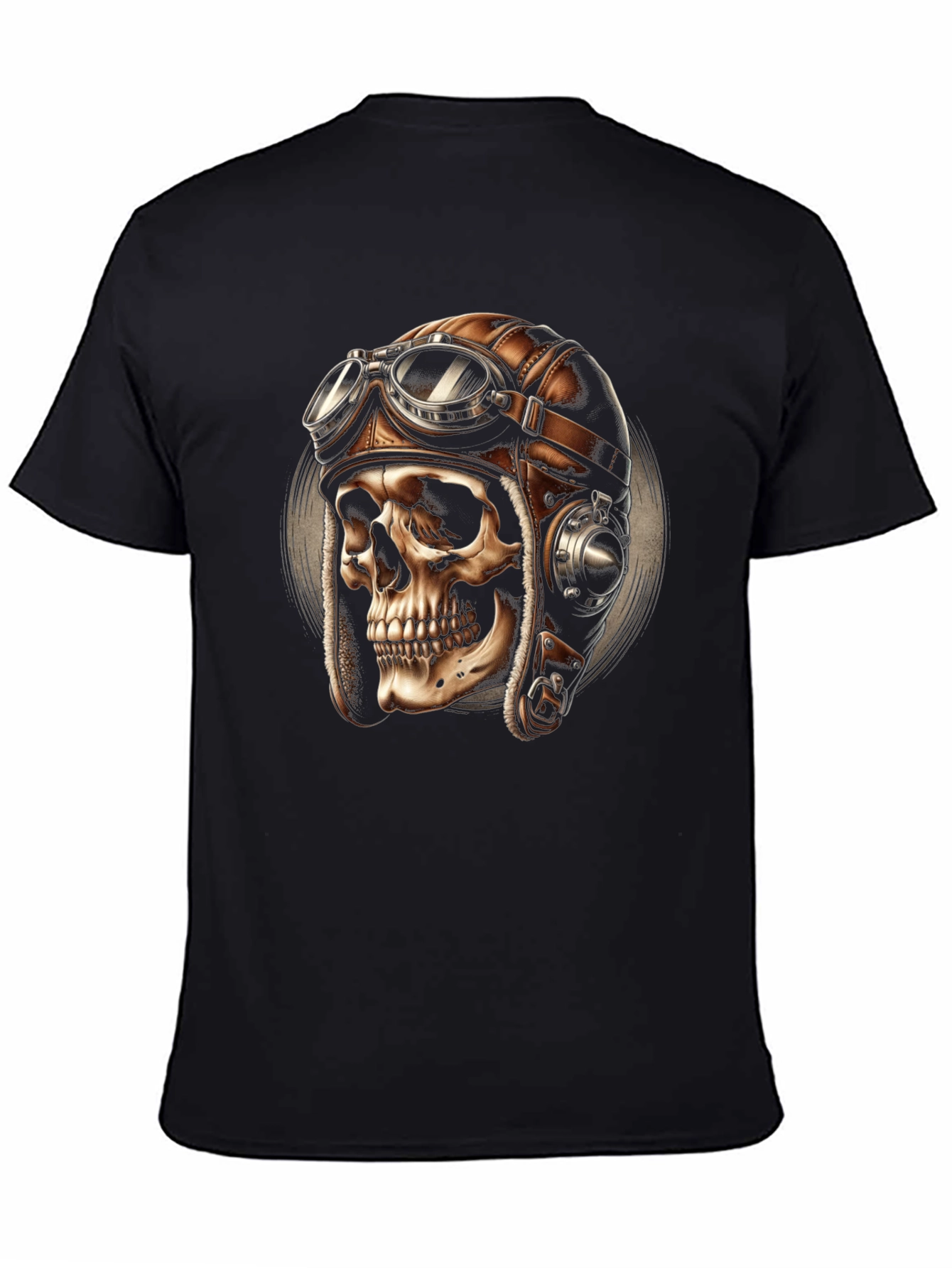 Black Skull Pilot T-Shirt - Vintage Aviator Design view 4