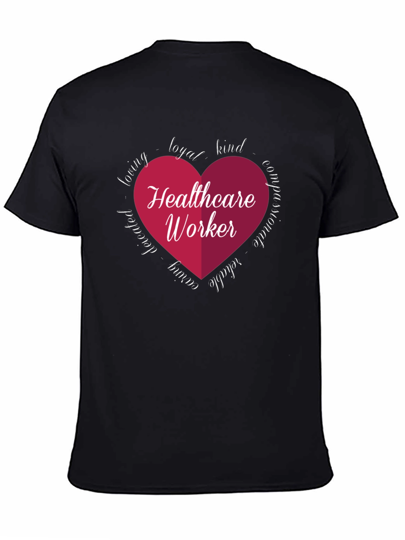 Black Healthcare Worker Heart Graphic Tee - Black view 4