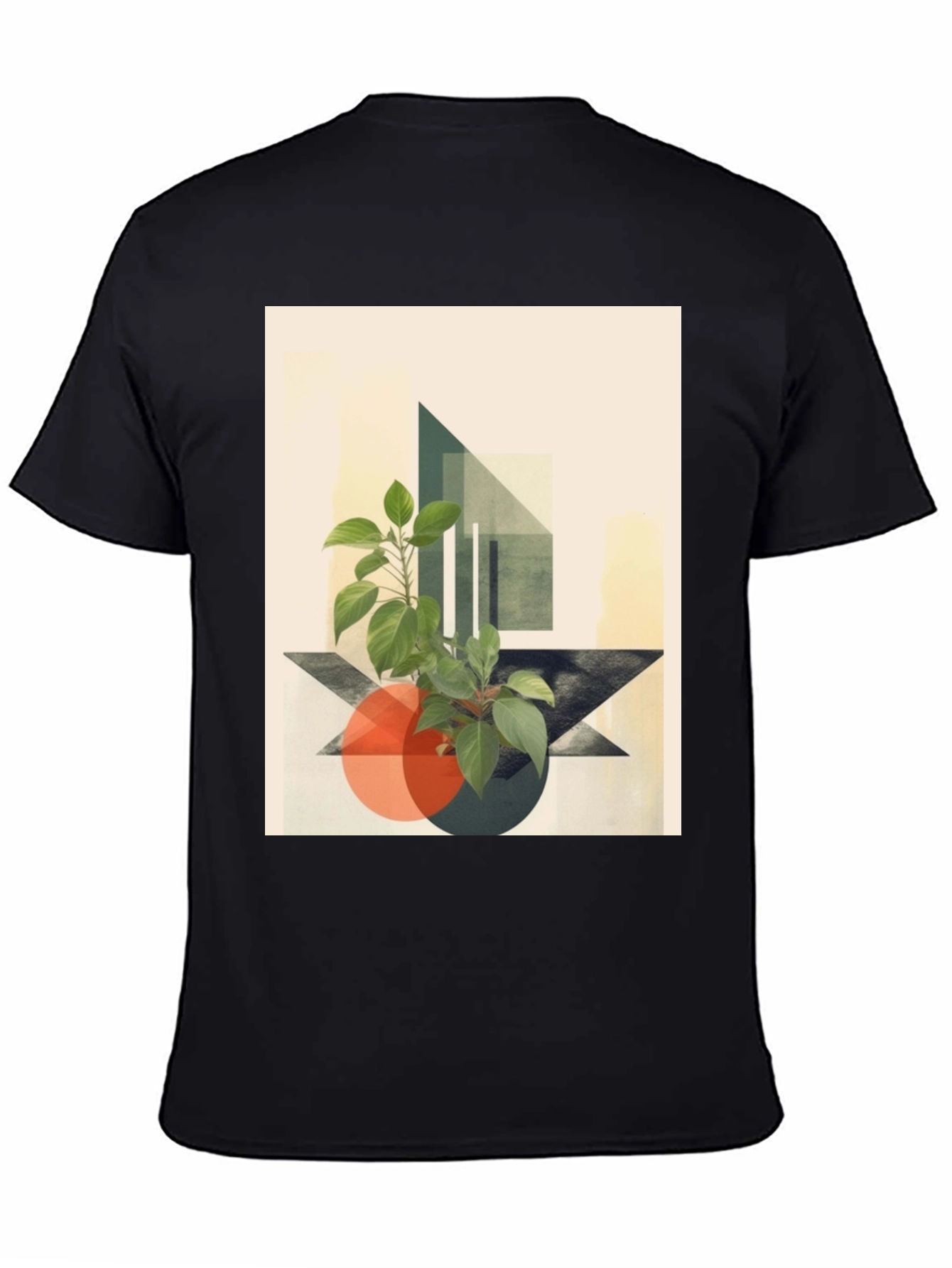 Black Abstract Geometric Plant T-Shirt view 4