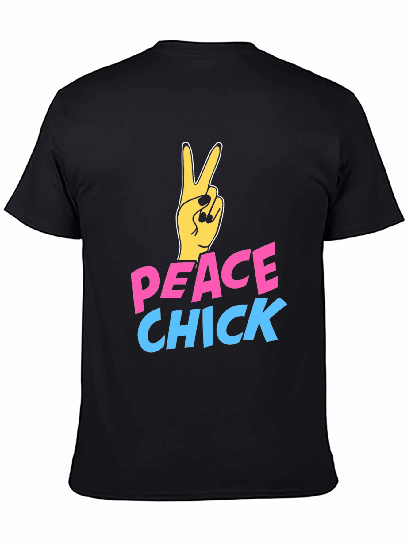 Black Peace Chick Graphic Tee - Black Cotton T-Shirt view 4