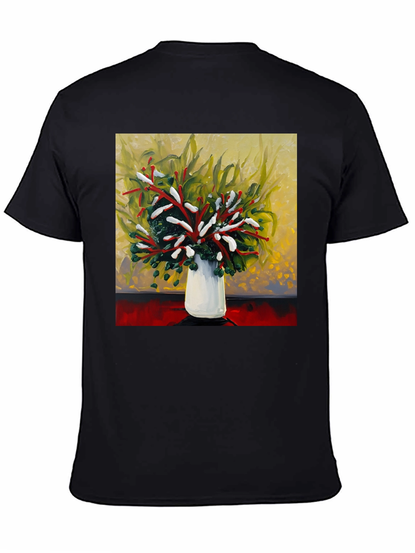 Black Floral Bouquet Graphic Tee - Abstract Art Shirt view 4