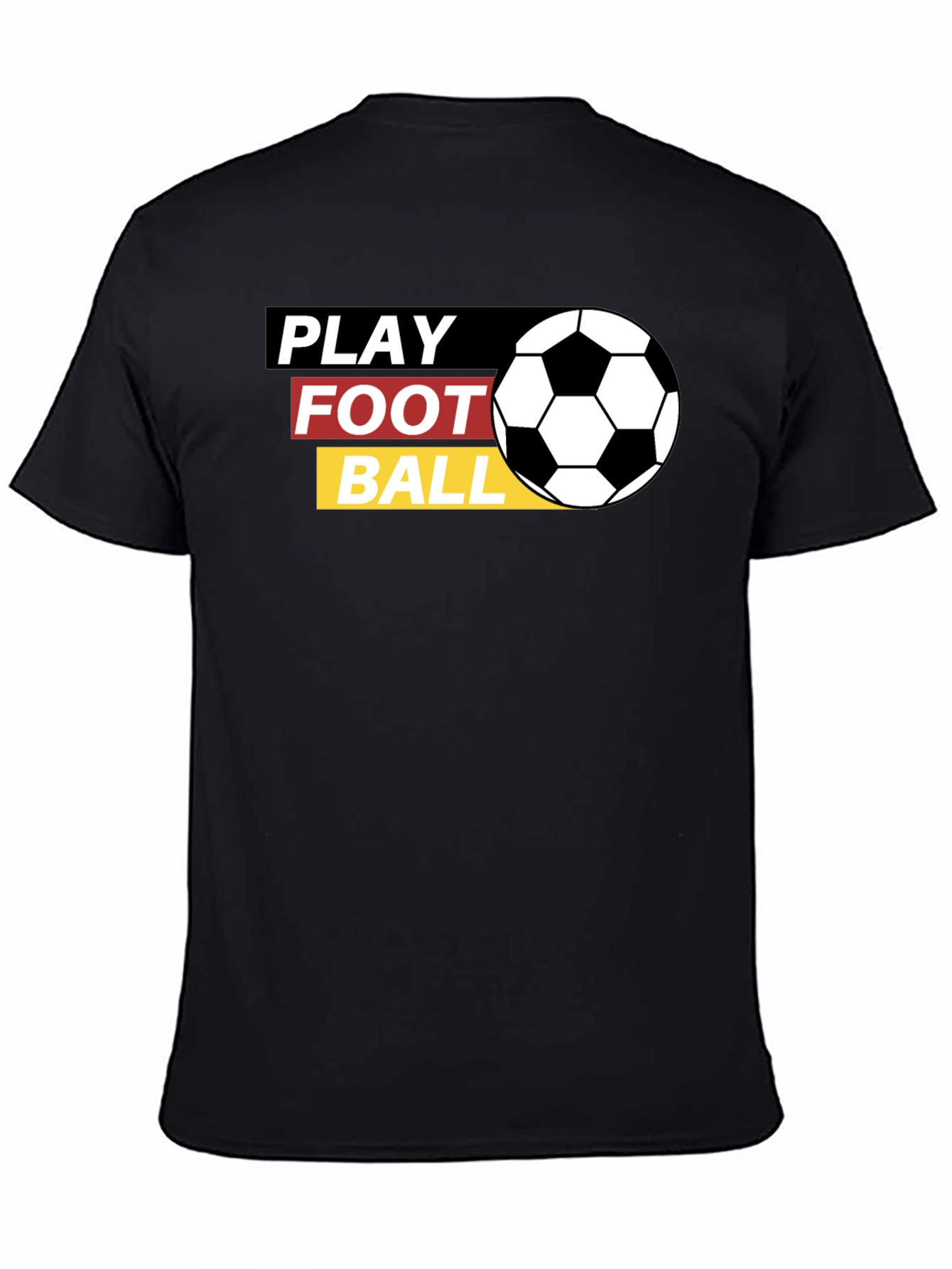 Black Play Football Graphic Tee - Black Cotton T-Shirt view 4