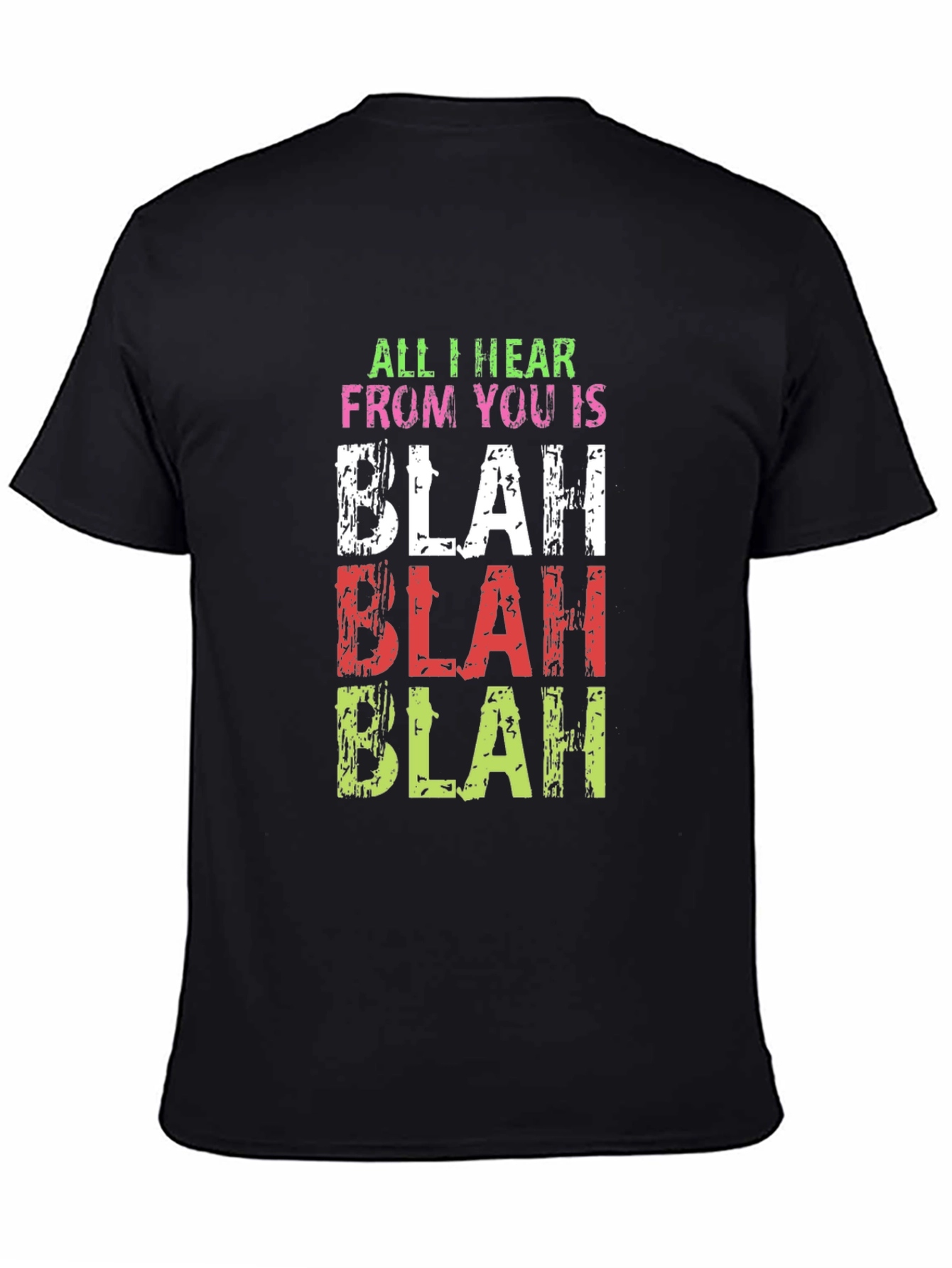 Black Blah Slogan Black T-Shirt view 4