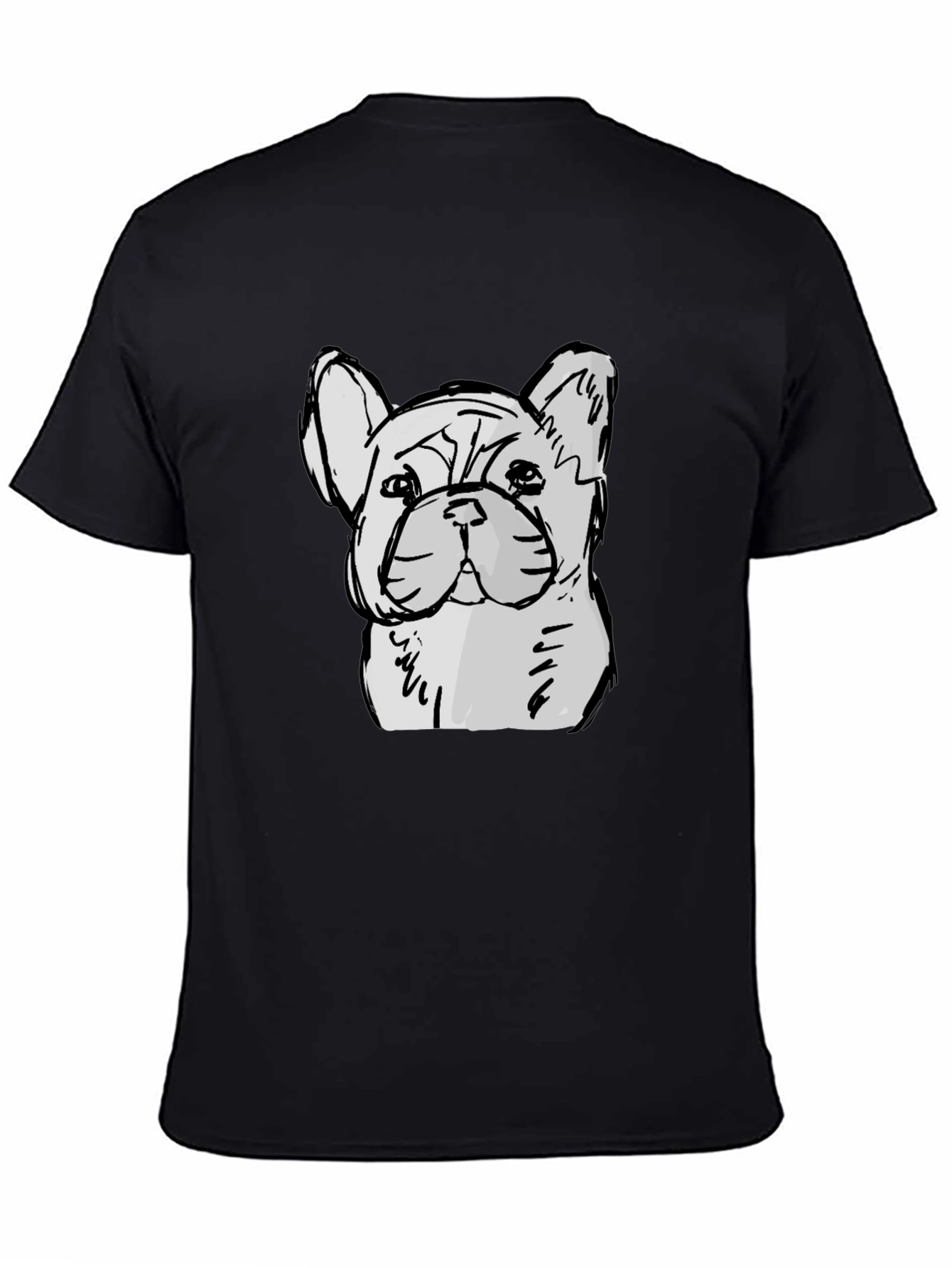 Black French Bulldog Sketch Graphic Black T-Shirt view 4