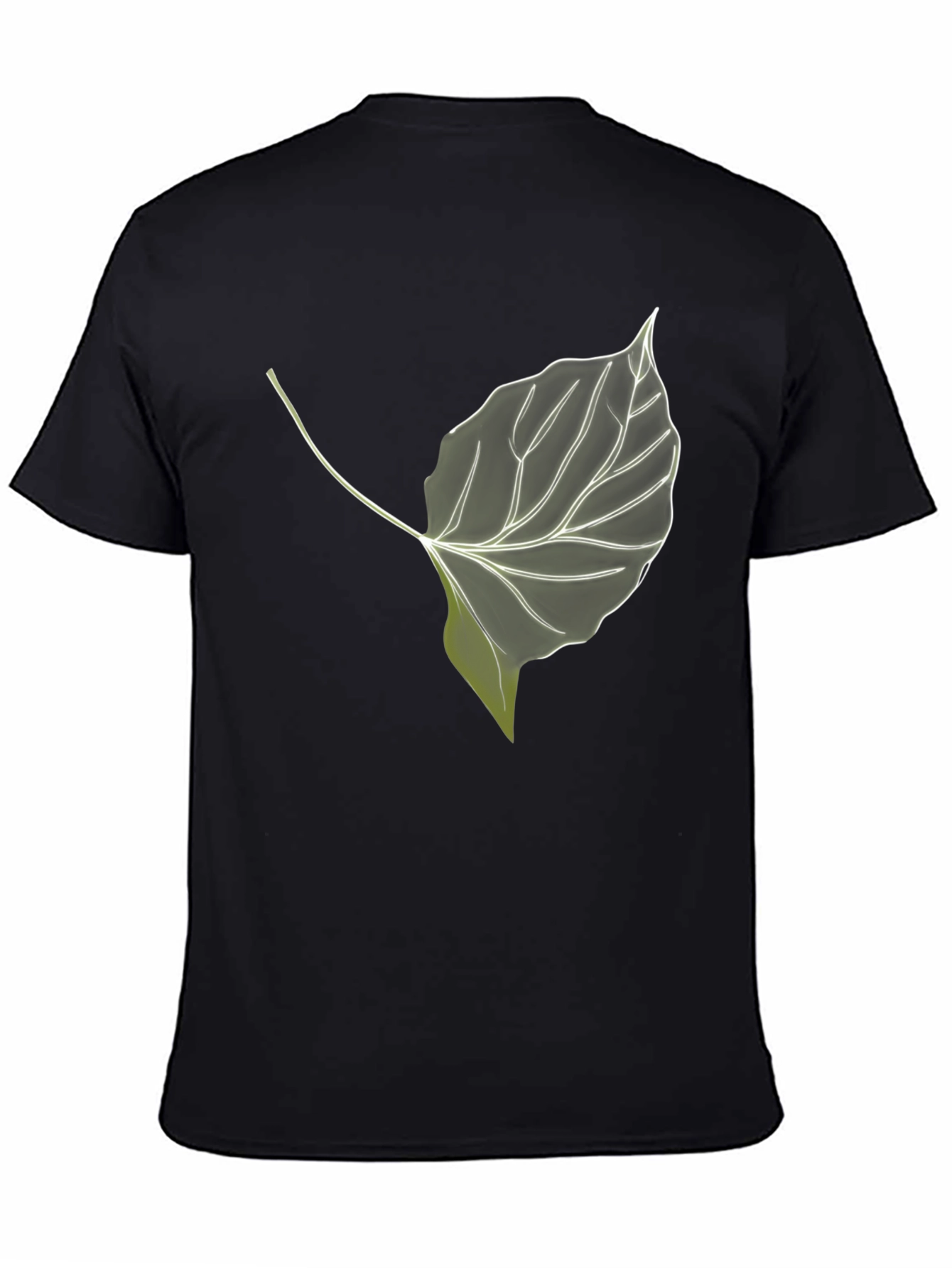Black Leaf Print Black T-Shirt - Nature Inspired Style view 4