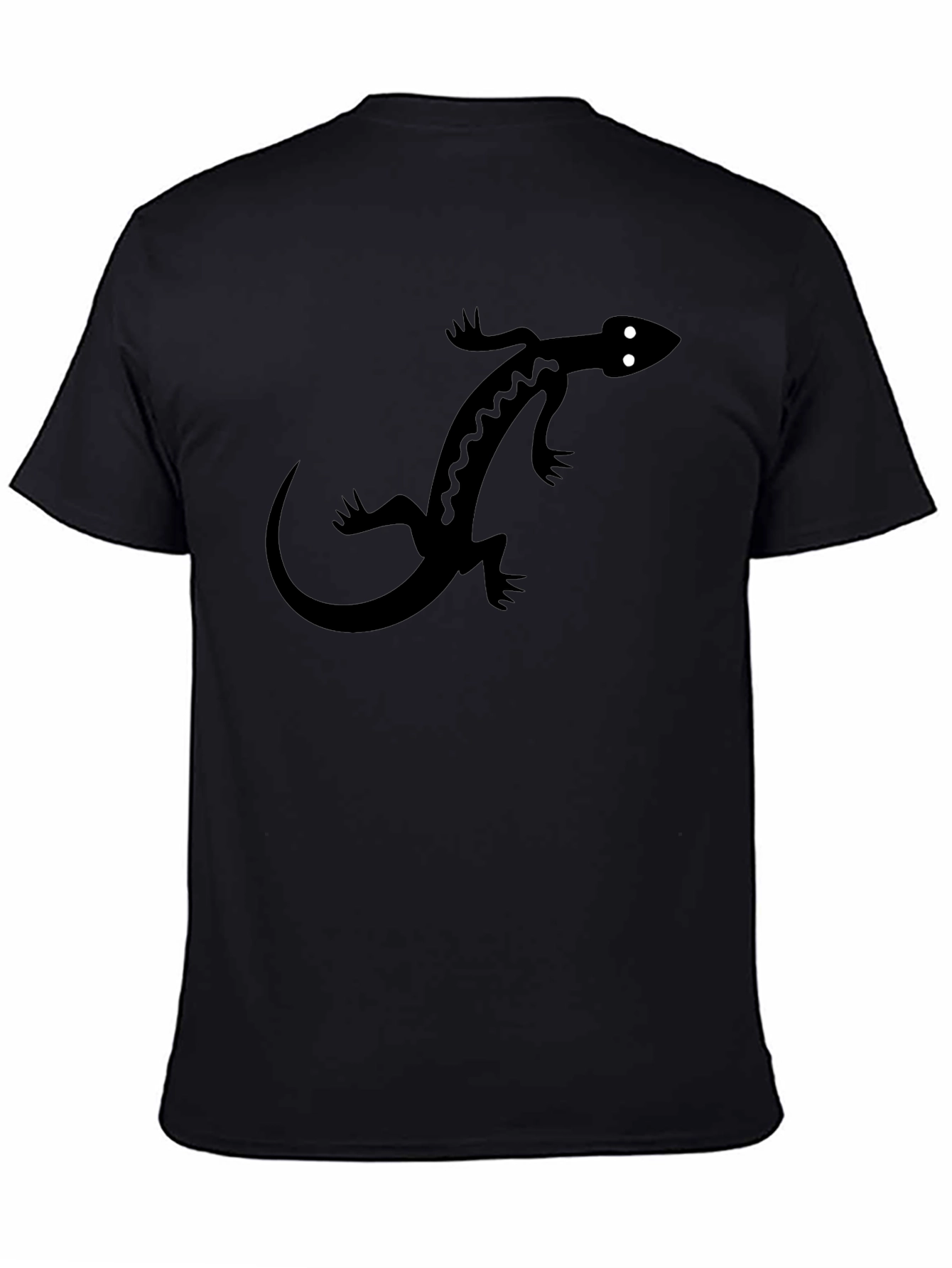 Black Black T-Shirt with Lizard Graphic Print view 4
