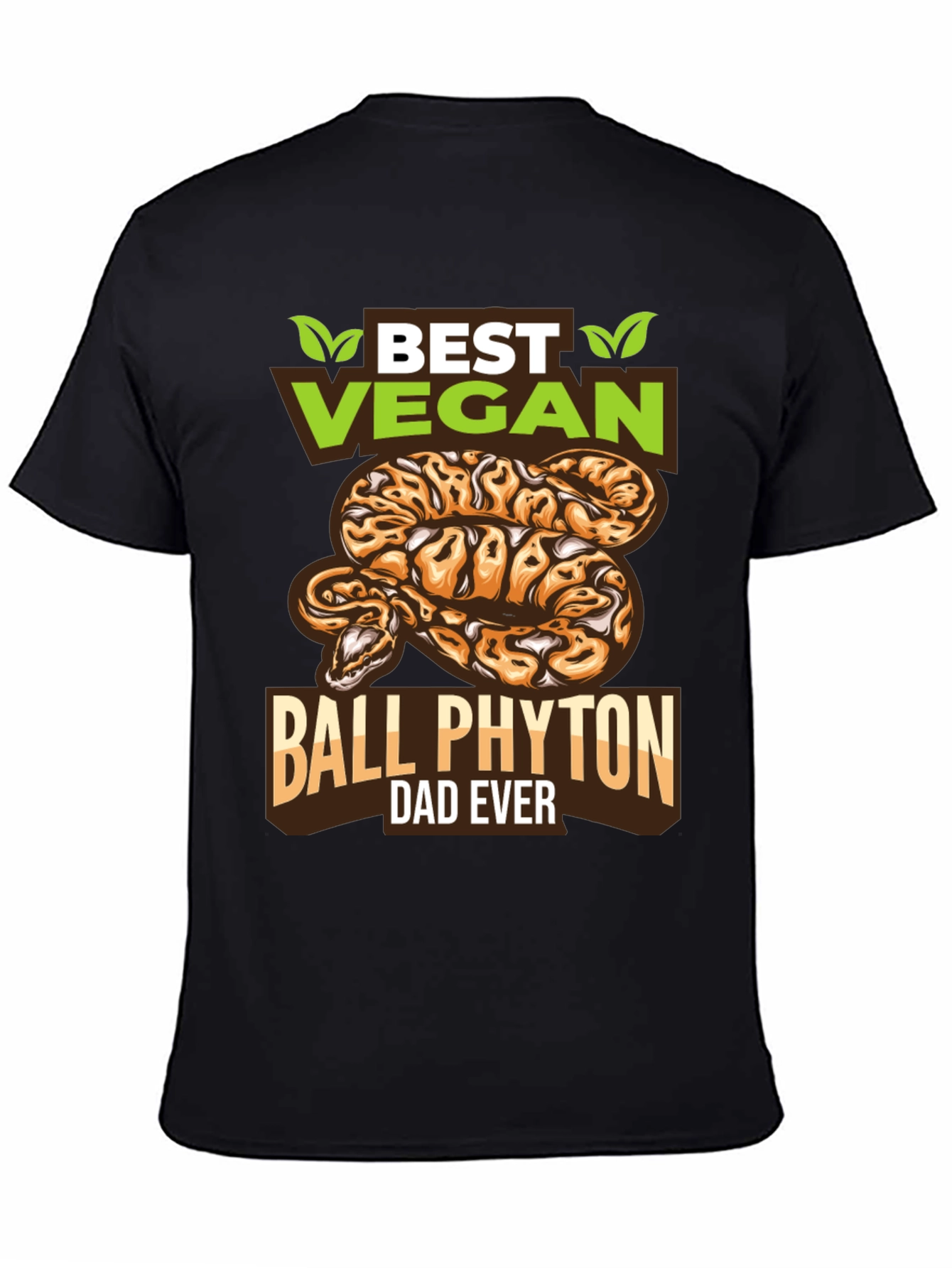 Black Vegan Ball Python Dad T-Shirt - Unique Snake Lover Gift view 4