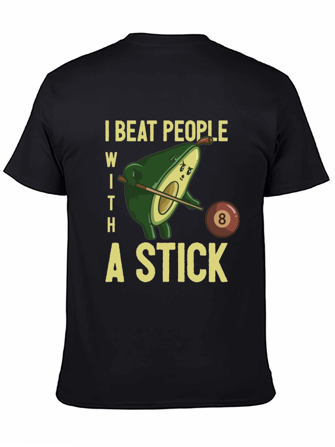Black Funny Avocado Billiards T-Shirt view 4