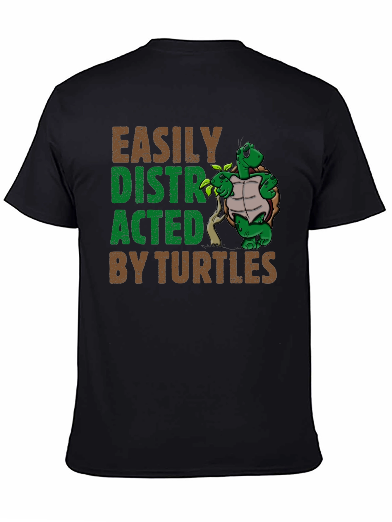 Black Easily Distracted By Turtles Graphic T-Shirt view 4
