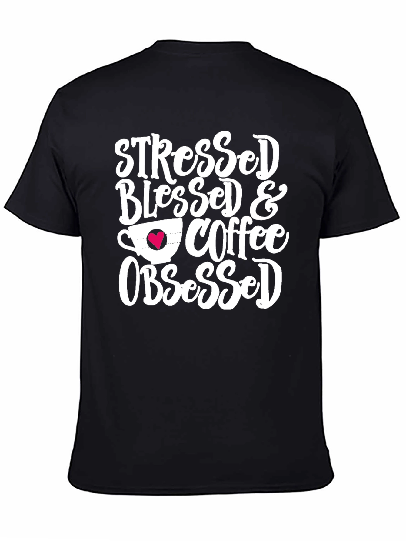Black Stressed Blessed & Coffee Obsessed Graphic Tee view 4