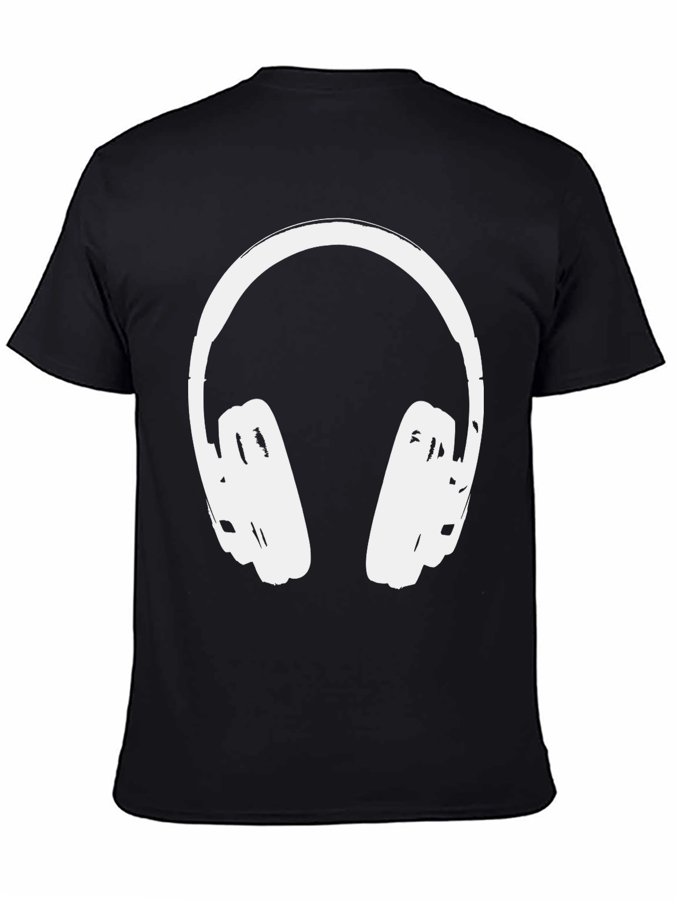 Black Cool Headphones Graphic Tee - Black Casual Shirt view 4