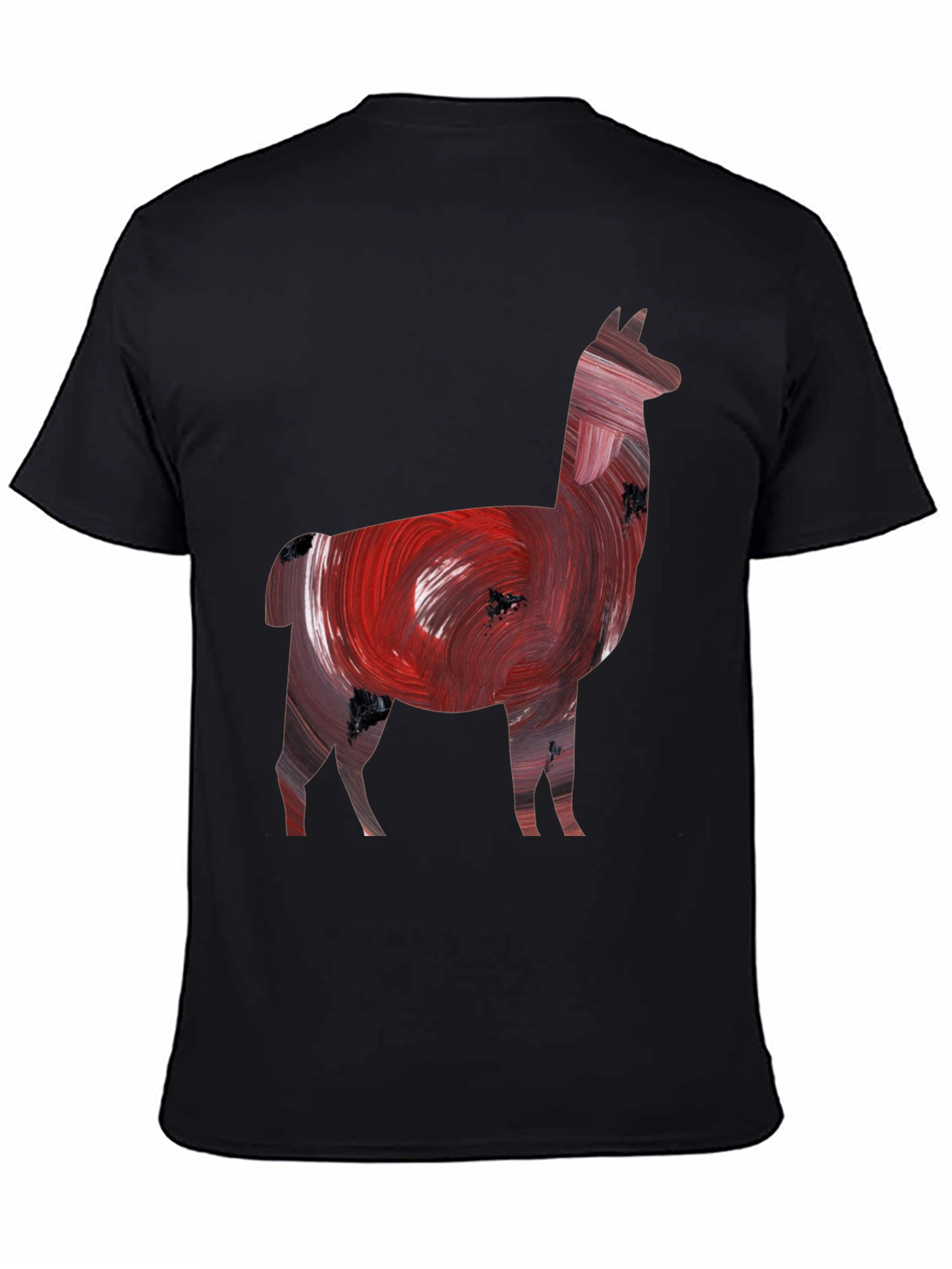Black Llama Art Print Black Tee view 4
