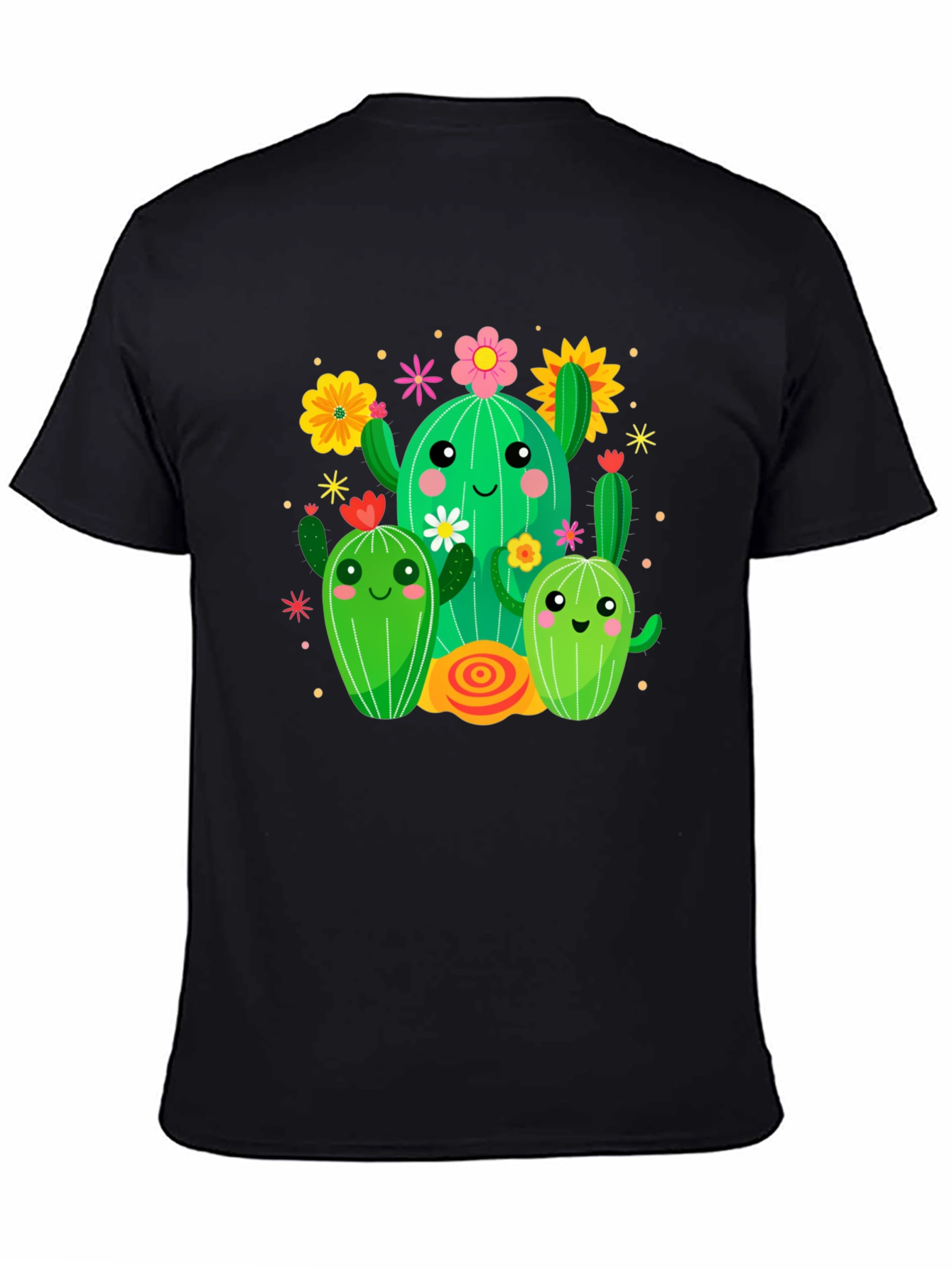 Black Cute Cactus Crew Graphic Tee - Fun & Stylish view 4