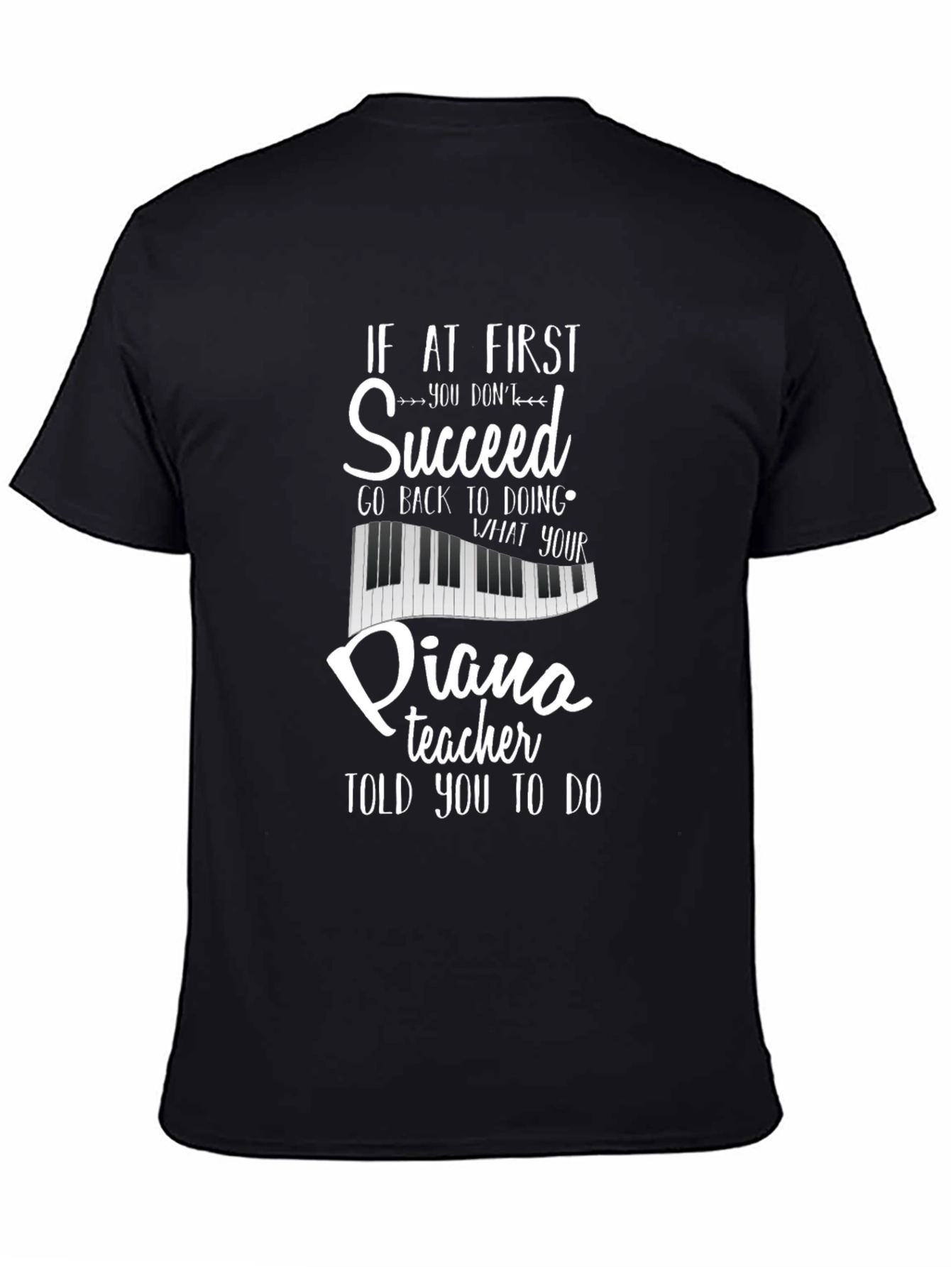 Black Piano Teacher Graphic T-Shirt - Music Lover Tee view 4