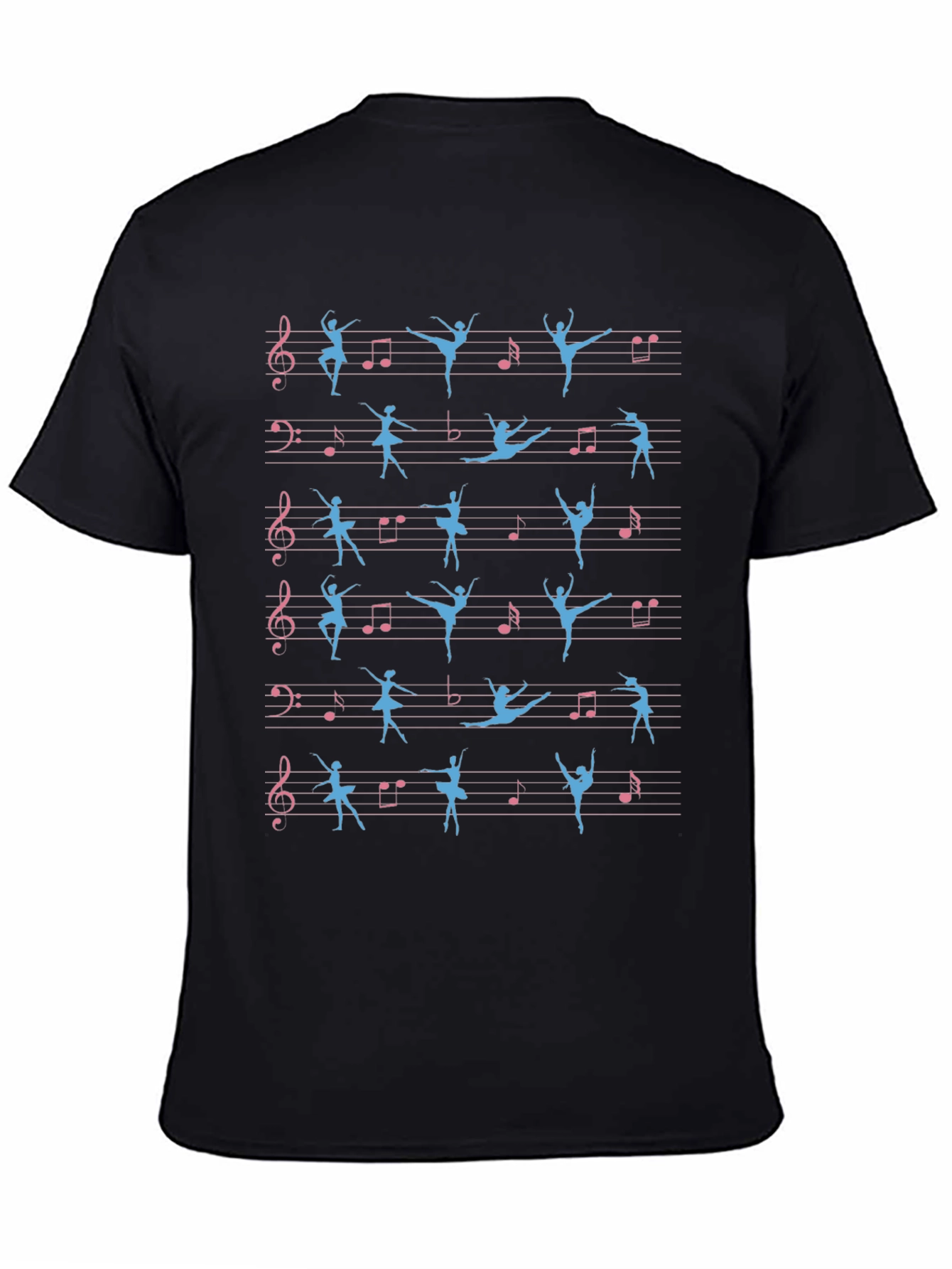Black Ballet & Music Tee - Dancer Sheet Music Shirt view 4