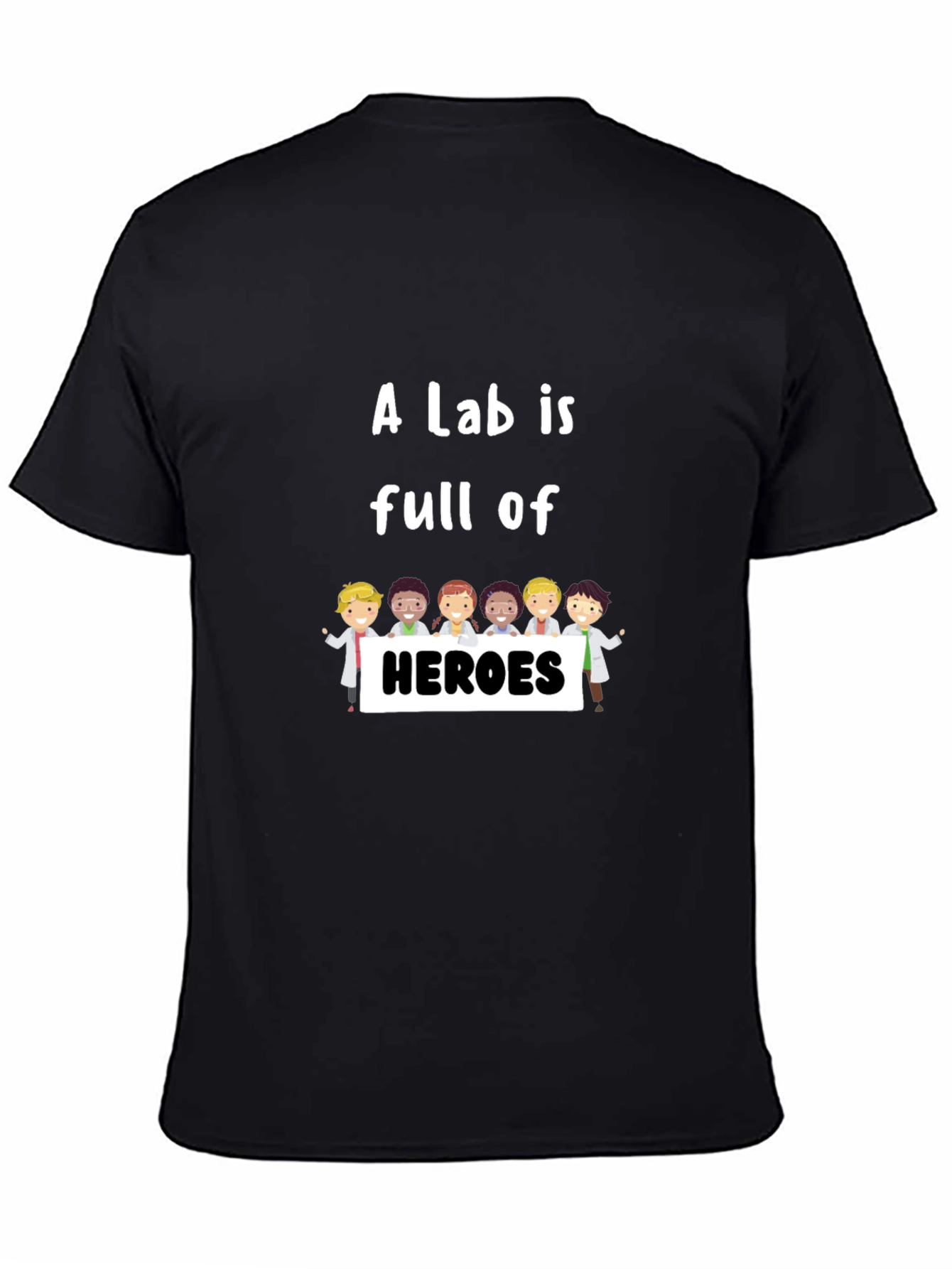Black Lab Heroes T-Shirt - Black Crew Neck Graphic Tee view 4