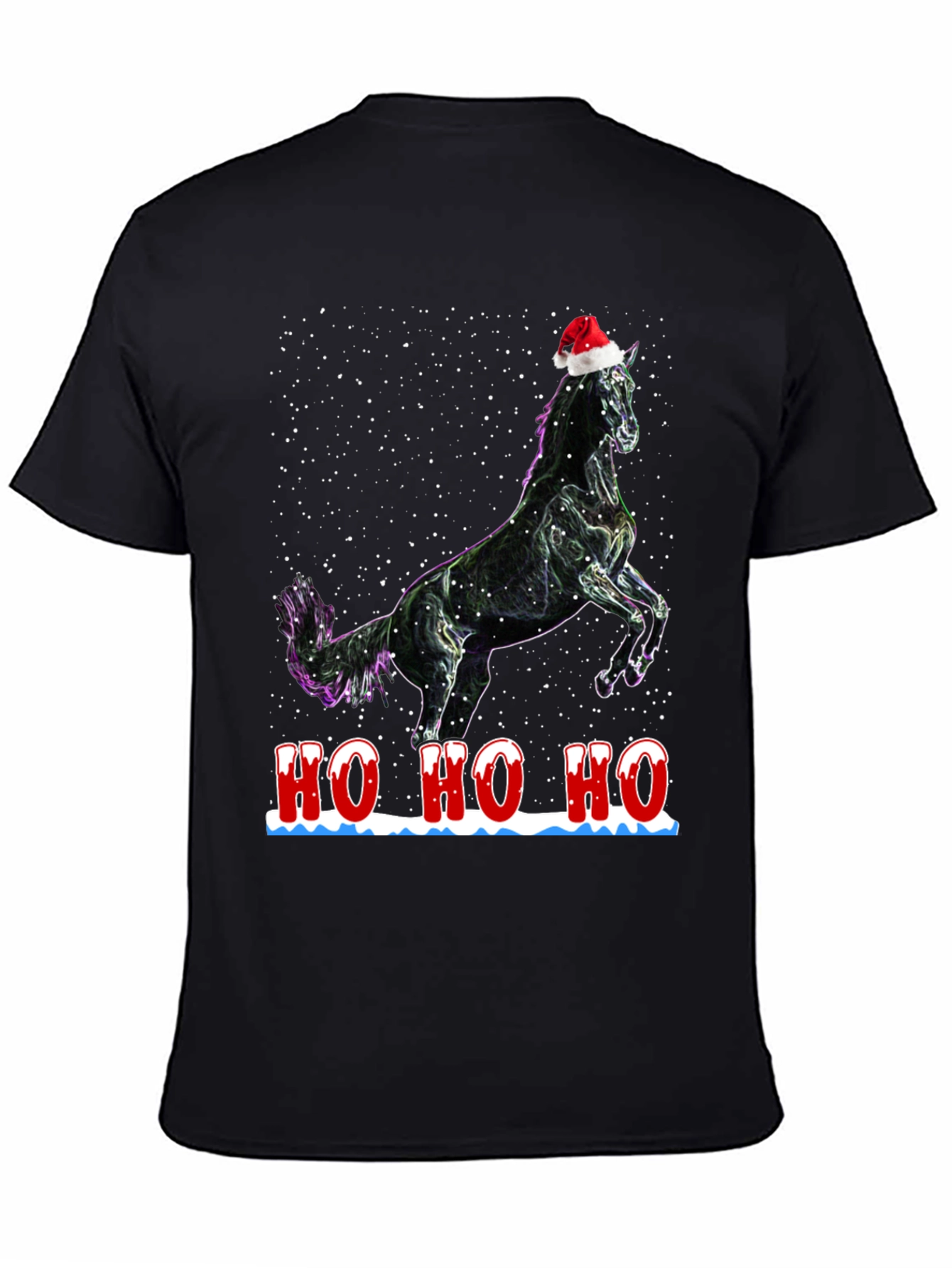 Black Festive Horse T-Shirt - Holiday Cheer view 4