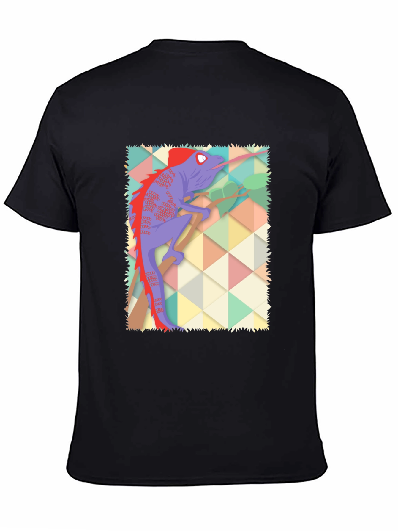 Black Chameleon Graphic Print T-Shirt - Black Cotton Blend view 4