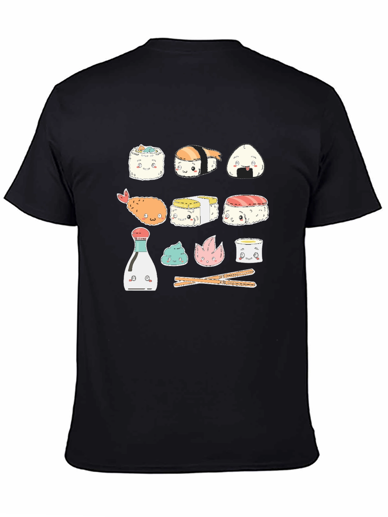 Black Kawaii Sushi T-Shirt - Cute Japanese Food Tee view 4