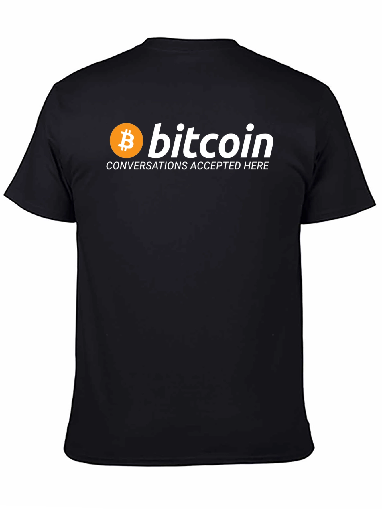 Black Bitcoin T-Shirt Crypto Currency Conversations Tee view 4