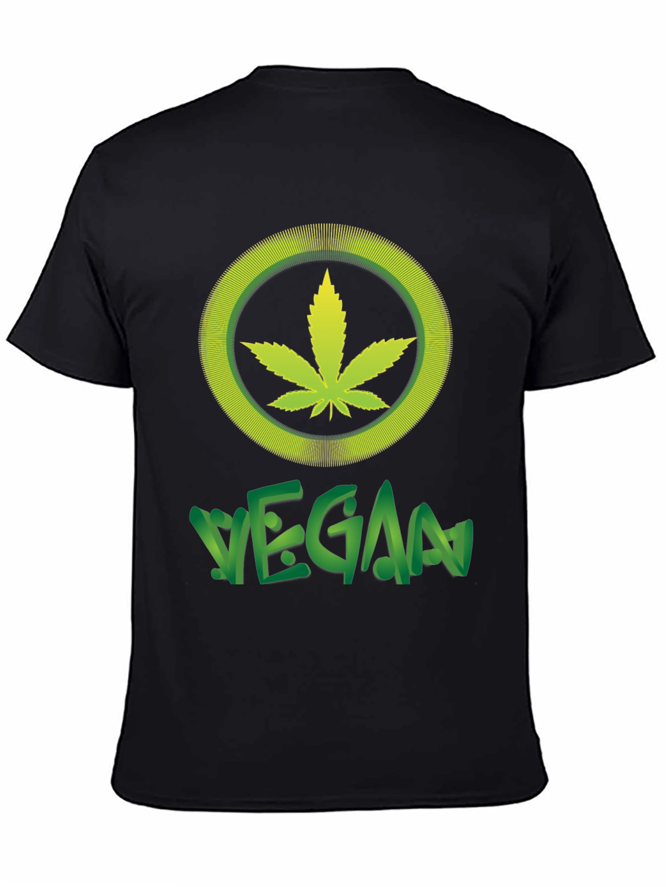 Black Vegan Marijuana Leaf T-Shirt - Black Cotton Tee view 4